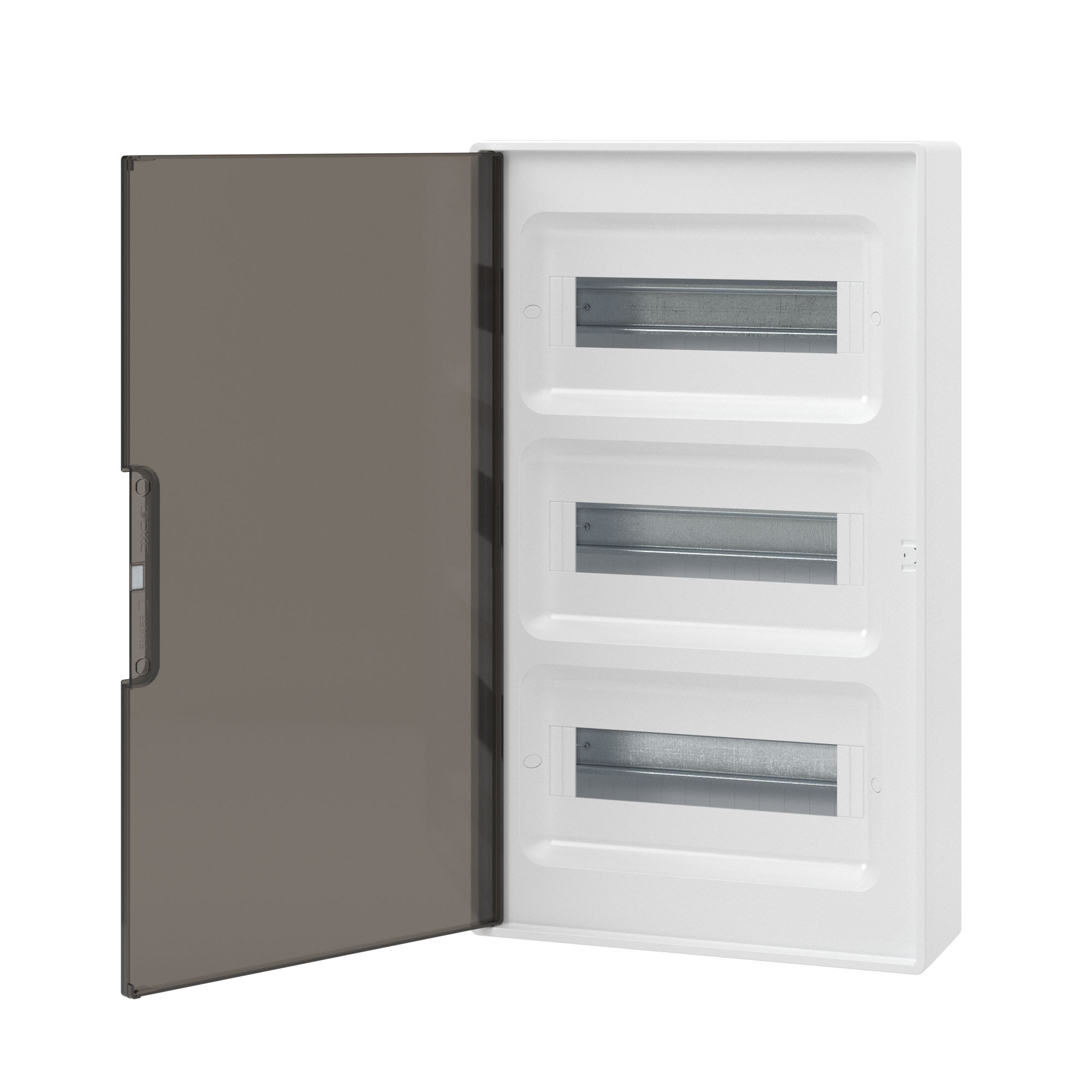 Щиток 36 мод настенный Фрейм (FRAME), белый, с тонированной дверцей, с 4 шинами  PEN (2шт на 8 отв. и 2шт на 10 отв.)