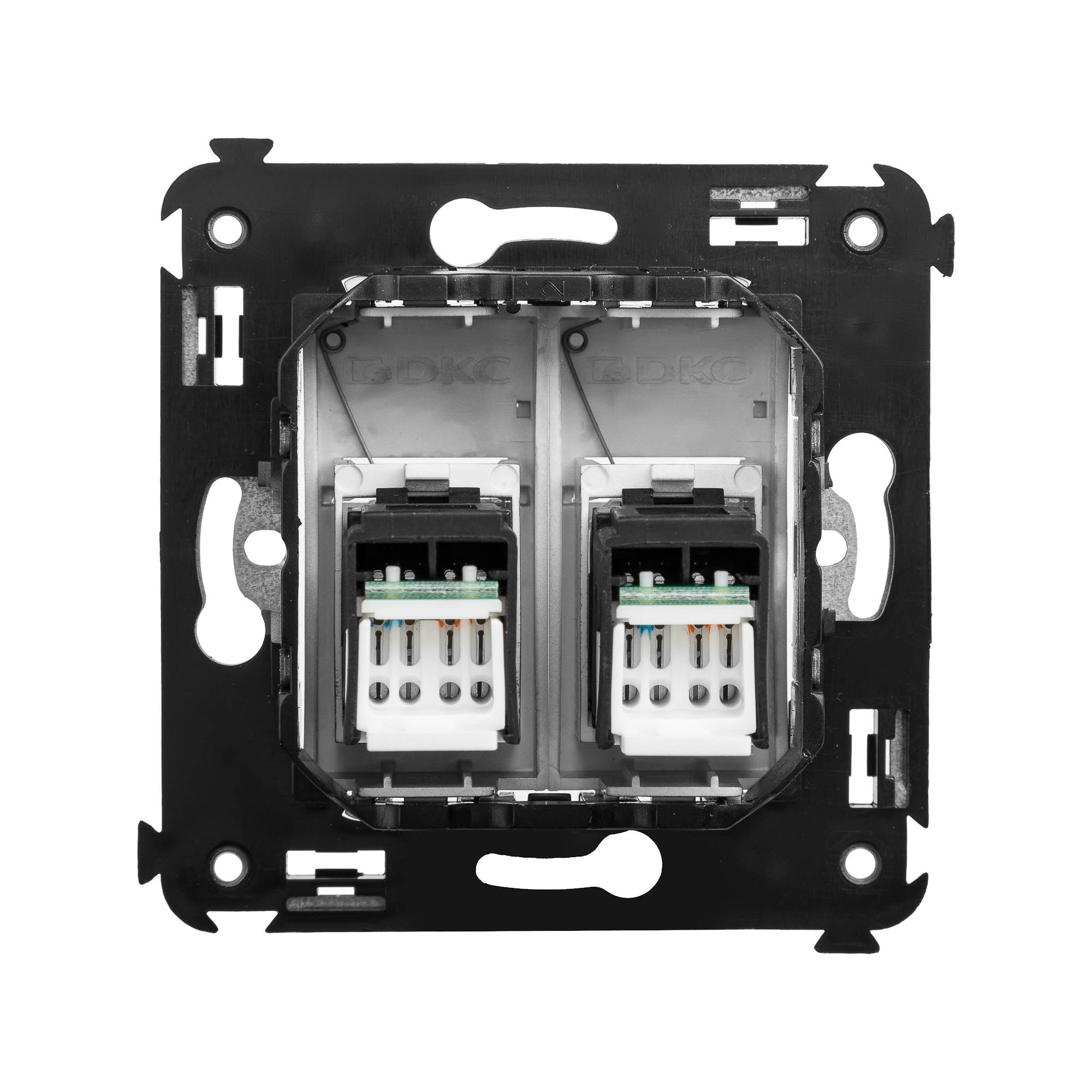 Компьютерная розетка RJ-45 в стену, кат.5e двойная, "Avanti","Закаленная сталь"