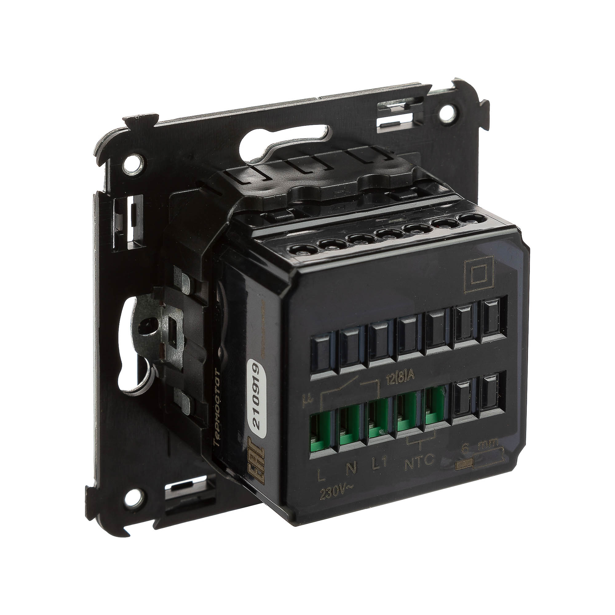 Термостат для теплых полов в стену, Avanti, черный квадрат