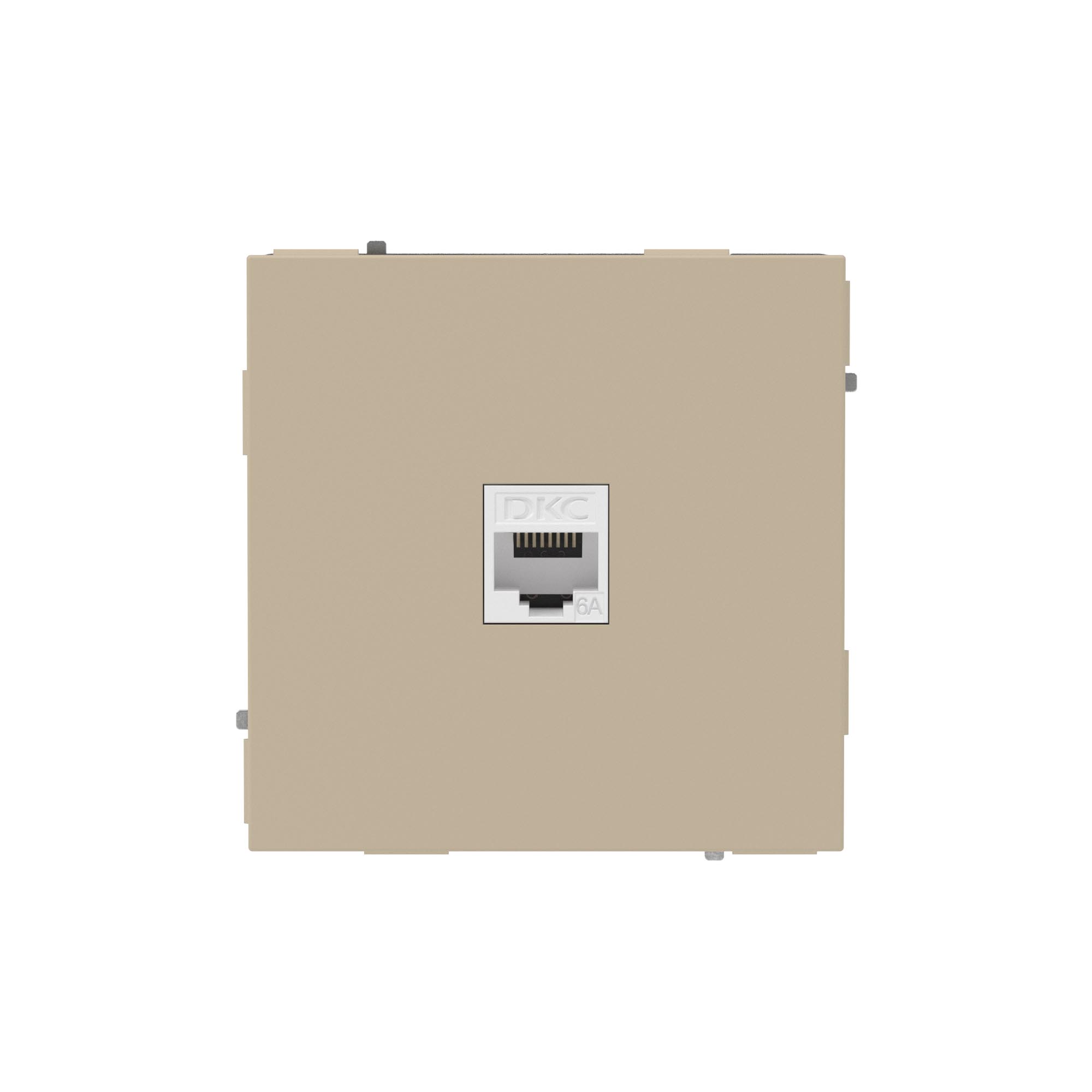 Компьютерные розетки Компьютерная розетка RJ-45 без шторки, кат.6А одинарная,KANT, ванильный марципан DKC|ДКС