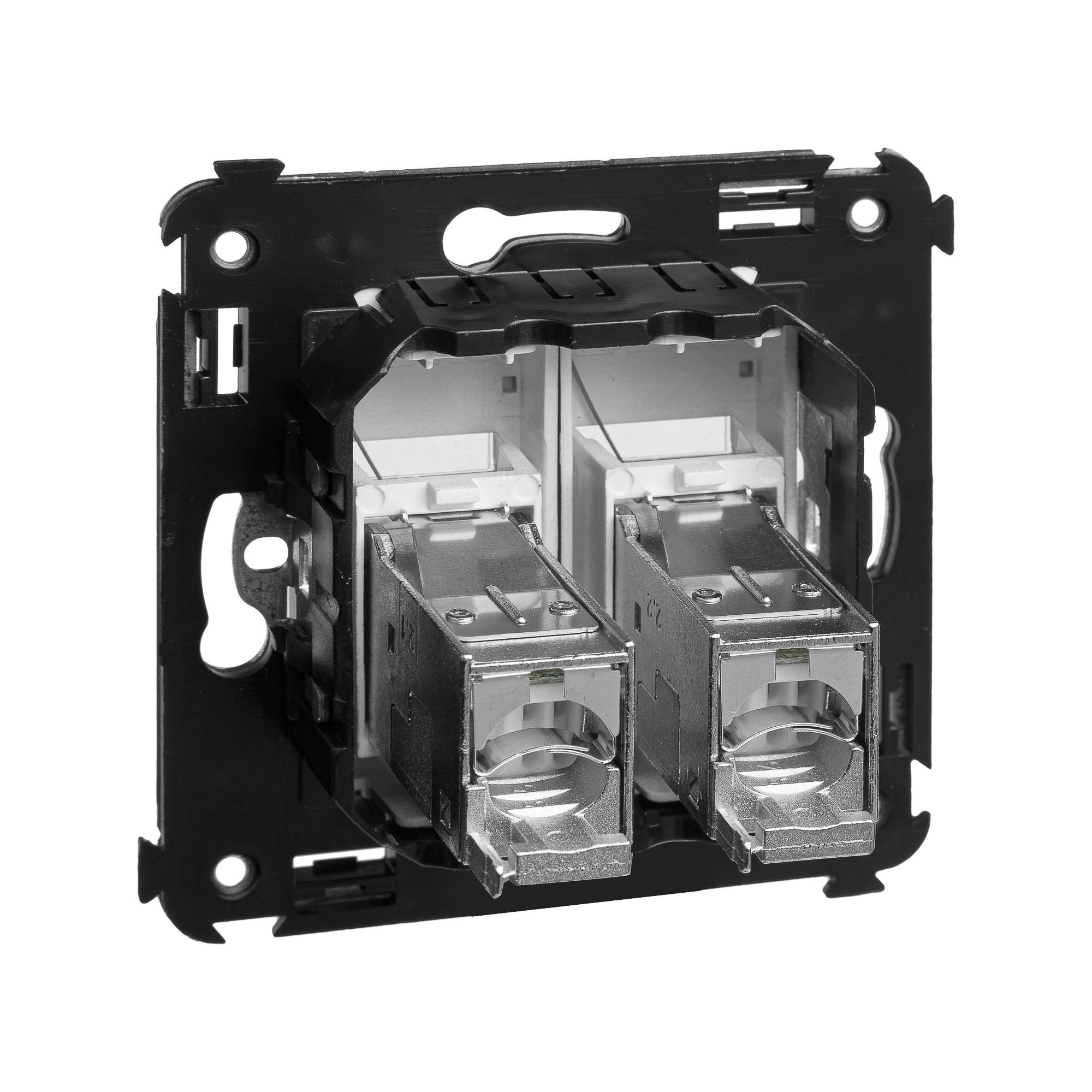 Компьютерная розетка RJ-45 в стену, кат.6 двойная экранированная, Avanti, закаленная сталь