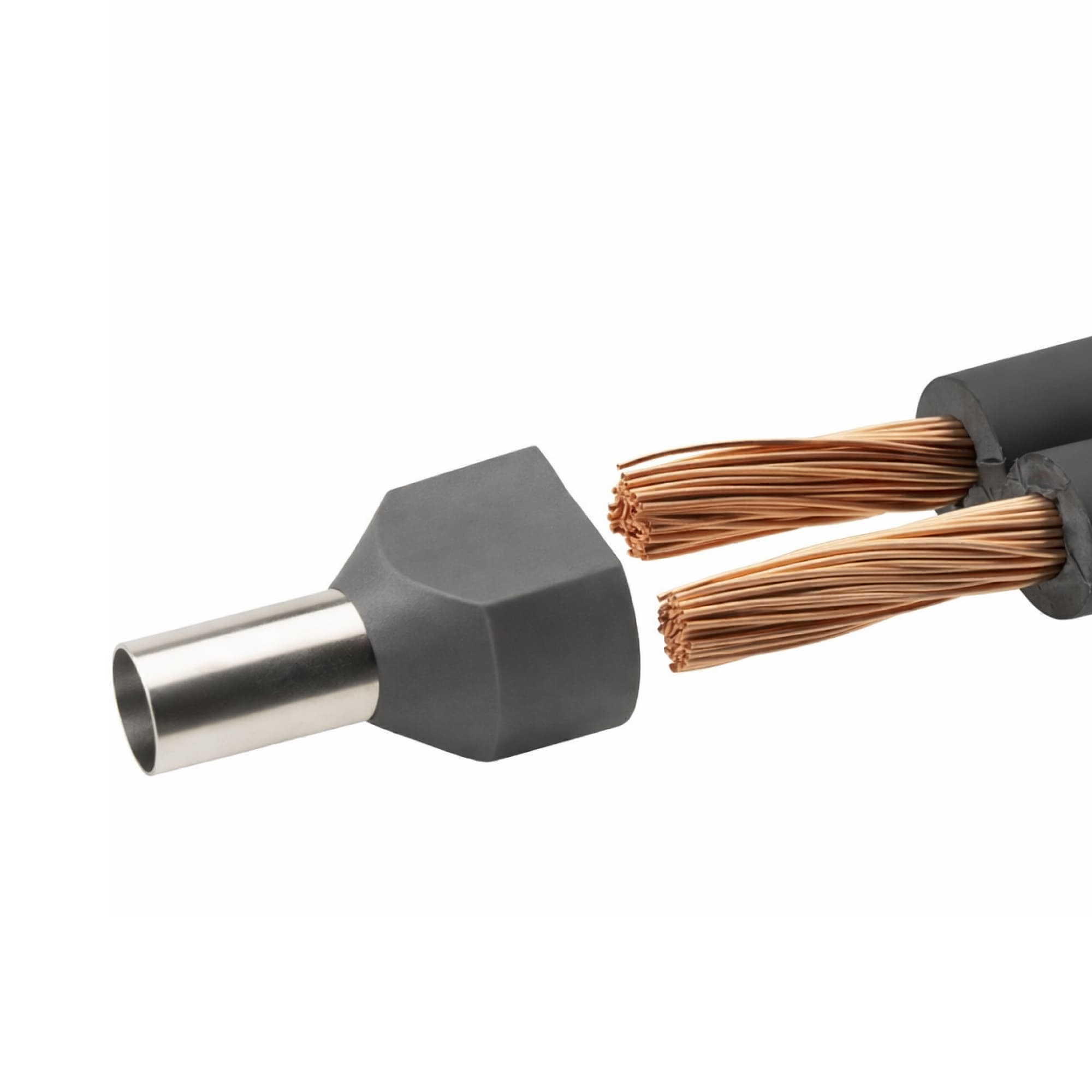 Наконечник-гильза двойная с изолир.фланцем для жилы сечением 0,75 кв.мм, длина контактной части 8мм, серый (НШВИ2 0.75-8)