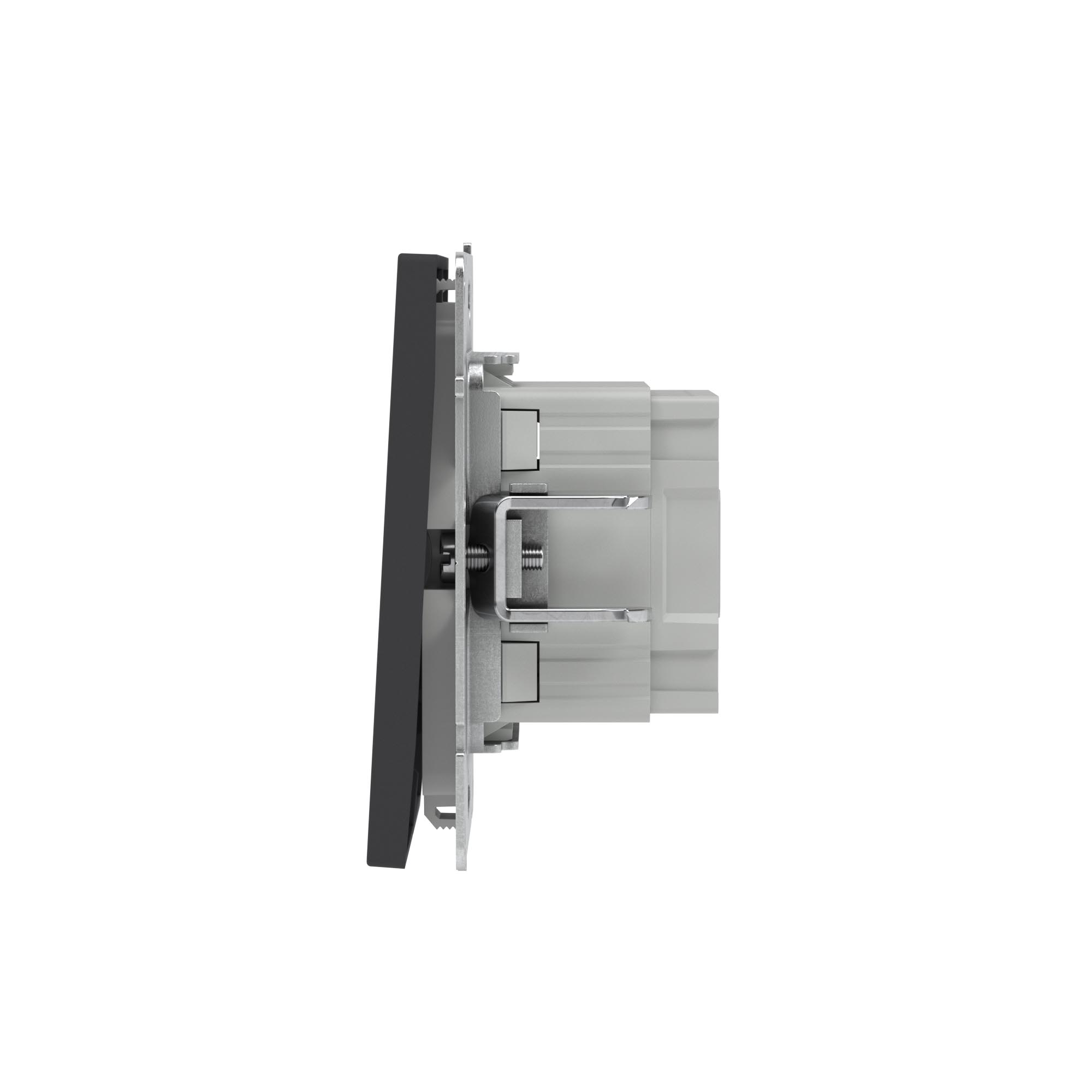 Переключатель двухклавишный с подсветкой, KANT, черный уголь