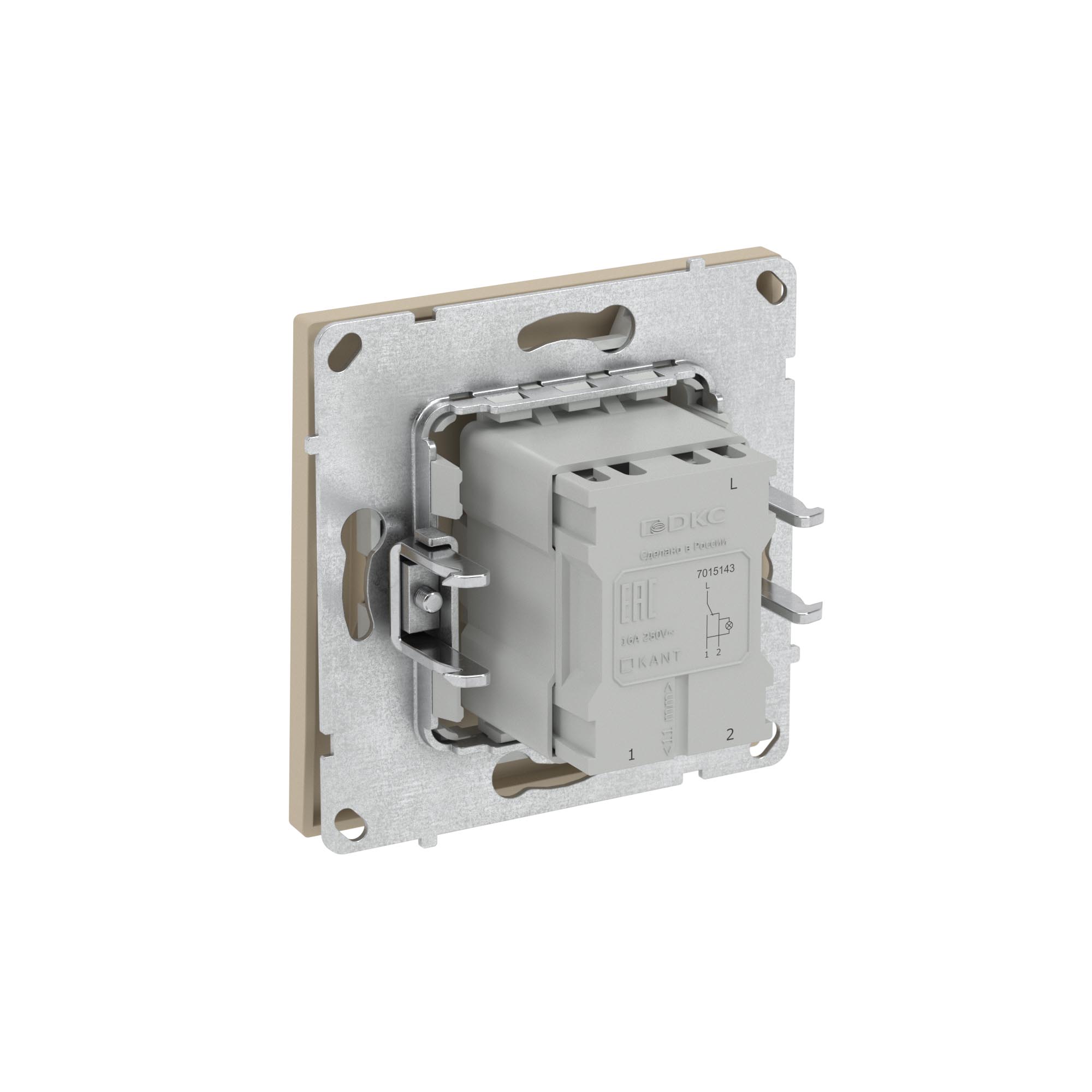 Переключатель одноклавишный с подсветкой, KANT, ванильный марципан