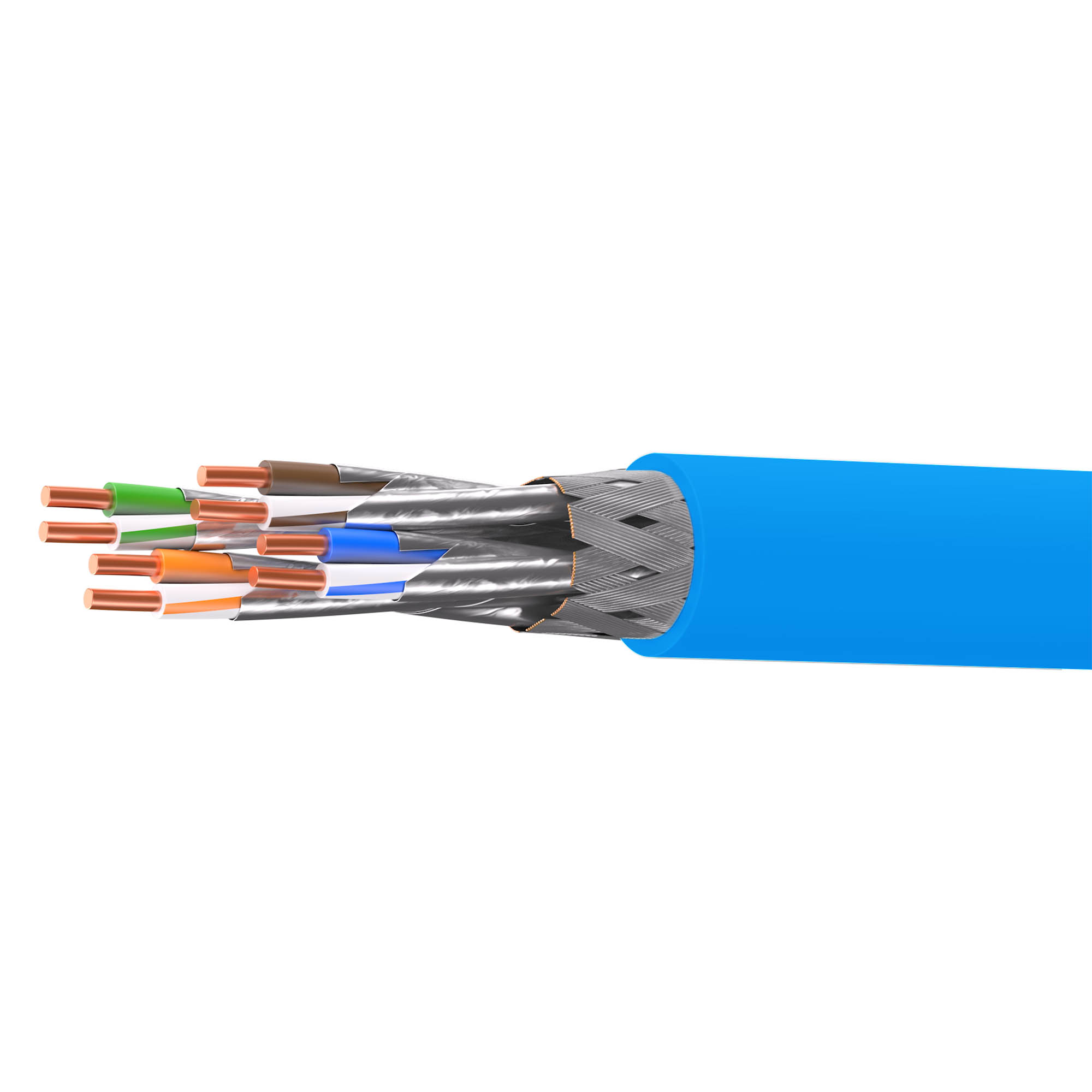 Twisted pair CAT 6A S/FTP, outer sheath low smoke, low toxic, reel 500 м, blue