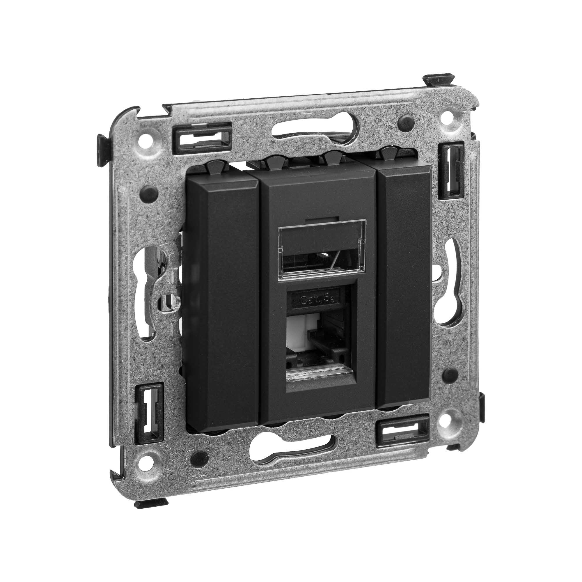 Компьютерная розетка RJ-45 в стену, кат.5e одинарная, Avanti, черный матовый