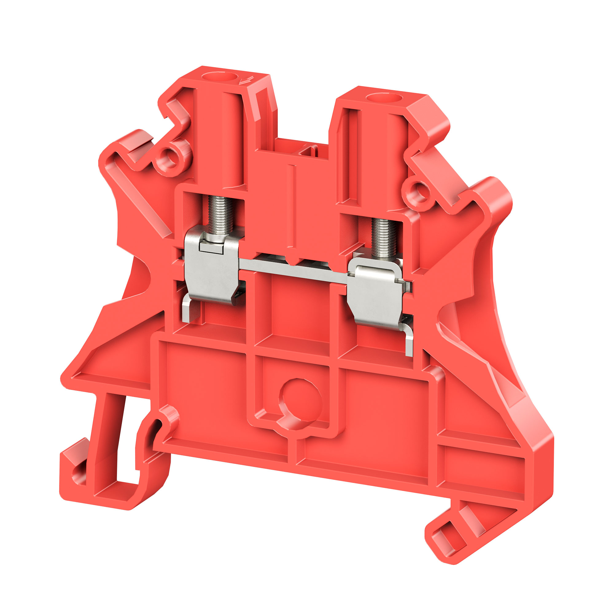 Feed-trough terminal block, screw-type connection, 2 connection points, 4 qmm, red