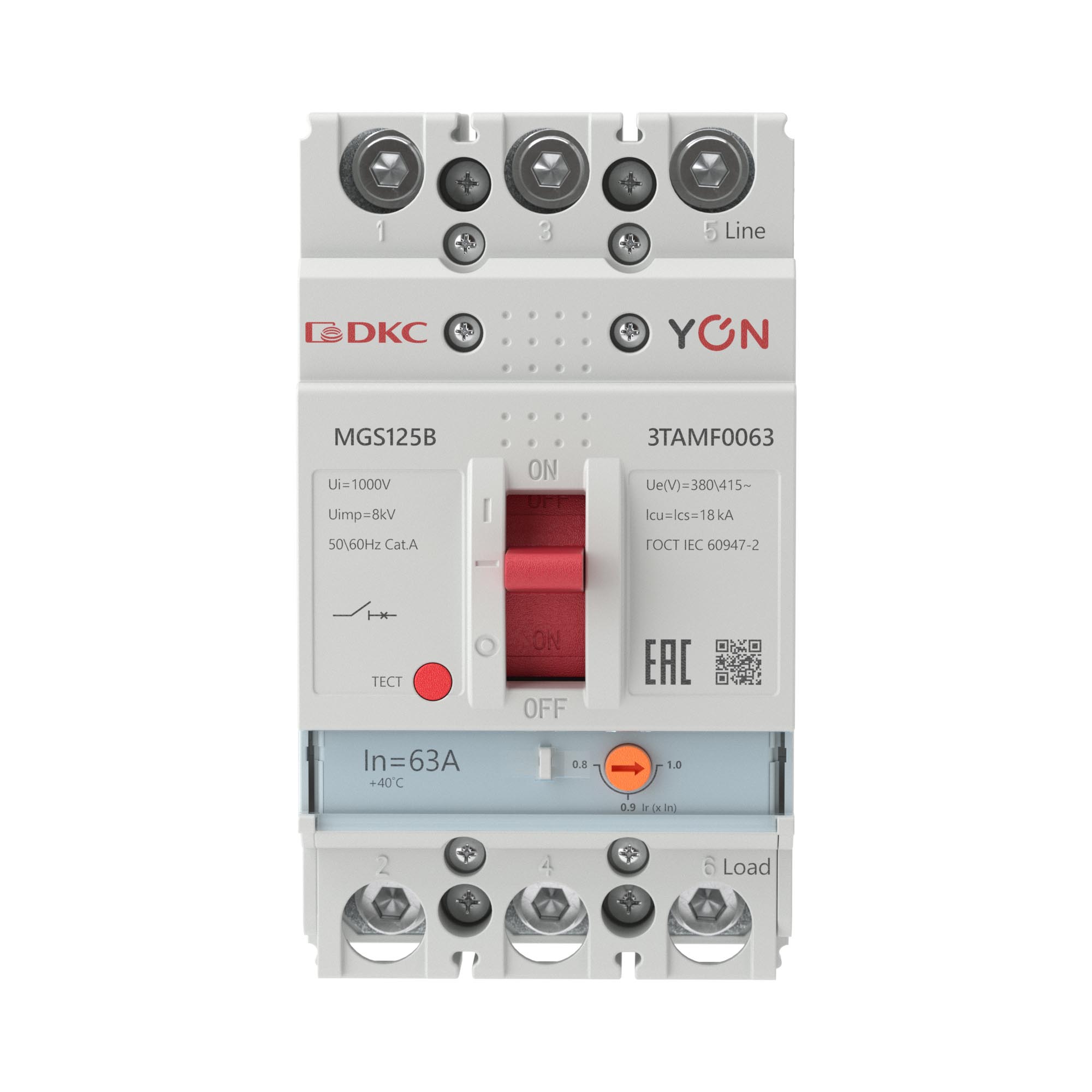 Авт. выкл. YON MGS125 3P 50,4-63A 18kA