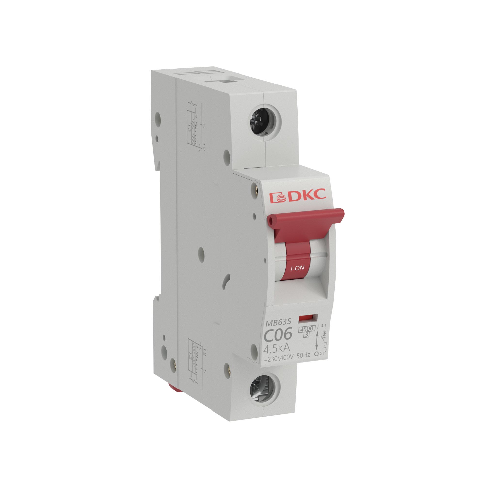 Модульный автоматический выключатель YON MB63, 1P, характеристика C, 6A, 4,5kA