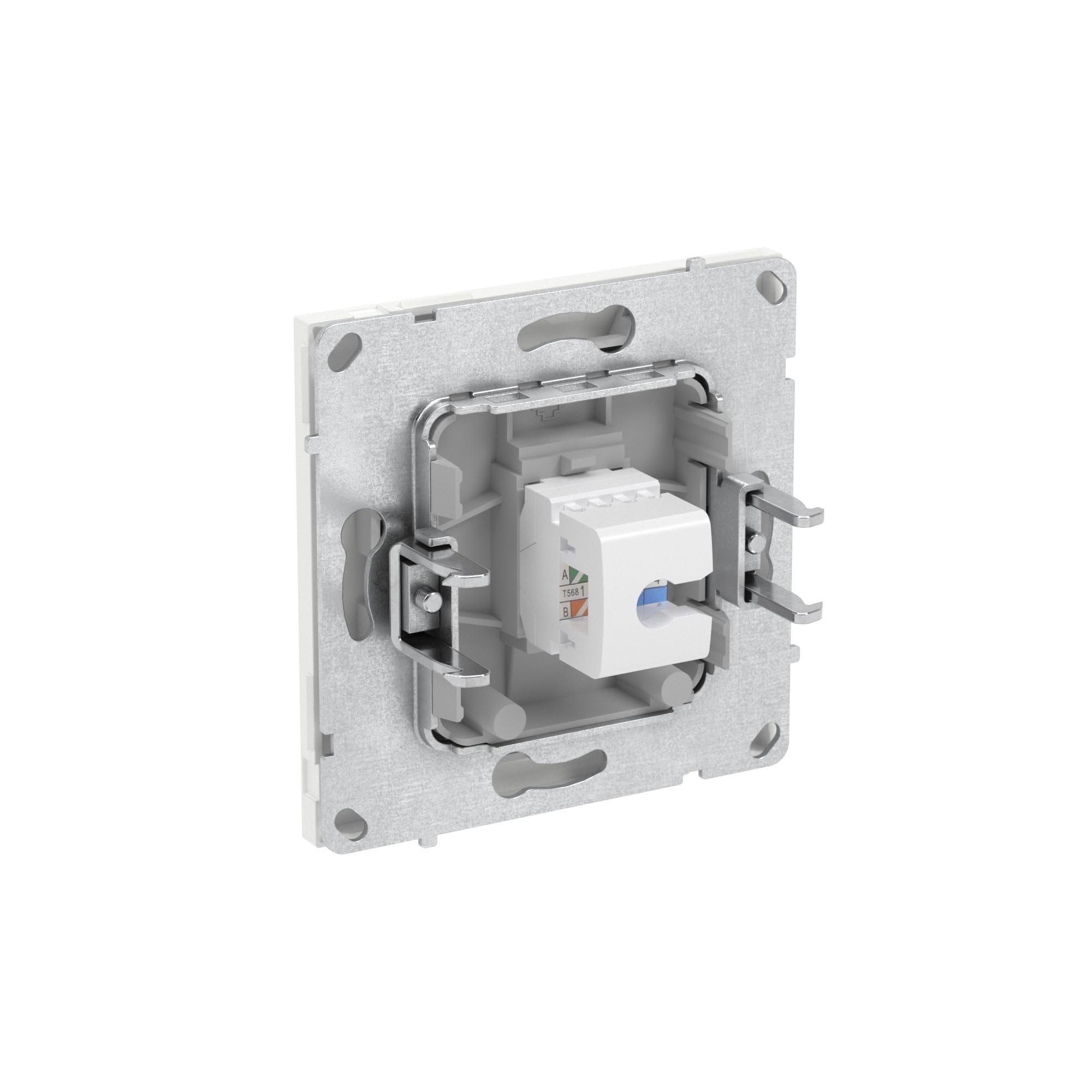 Компьютерная розетка RJ-45 без шторки, кат.5е одинарная, KANT, белая магнолия