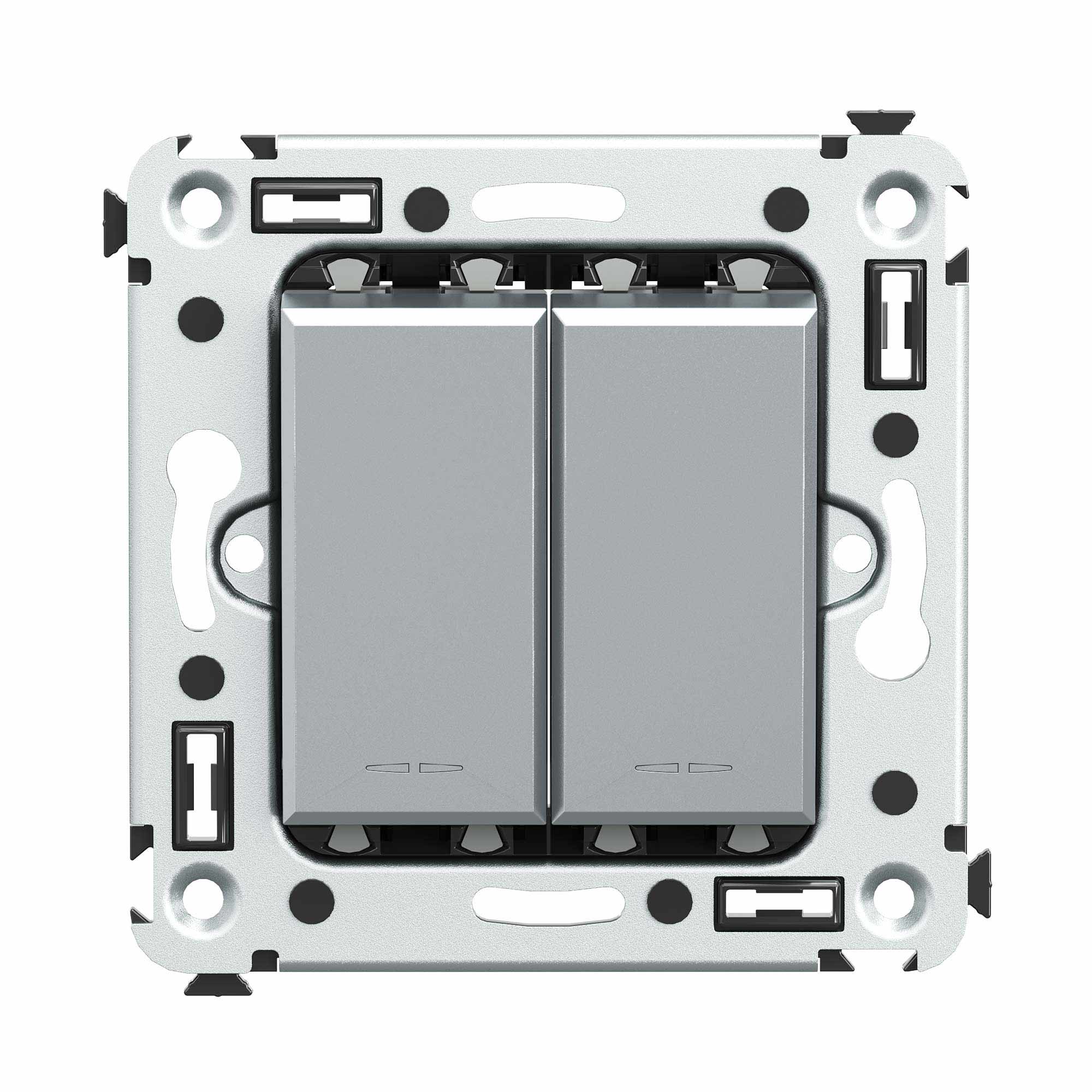 Выключатели, переключатели, инверторы Инвертор двухклавишный в стену, Avanti, закаленная сталь DKC|ДКС