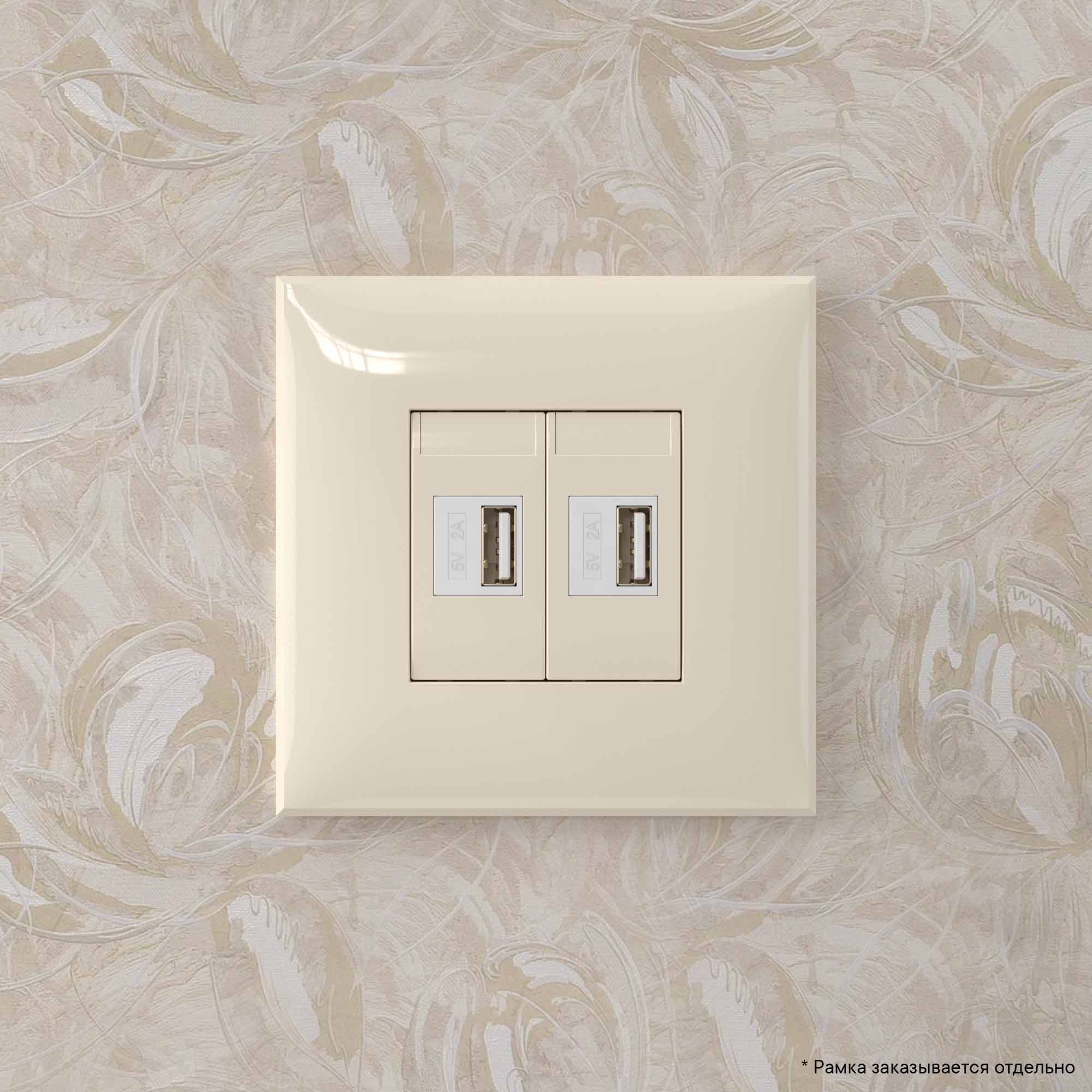 USB зарядное устройство в стену 2.1 А, Avanti, ванильная дымка