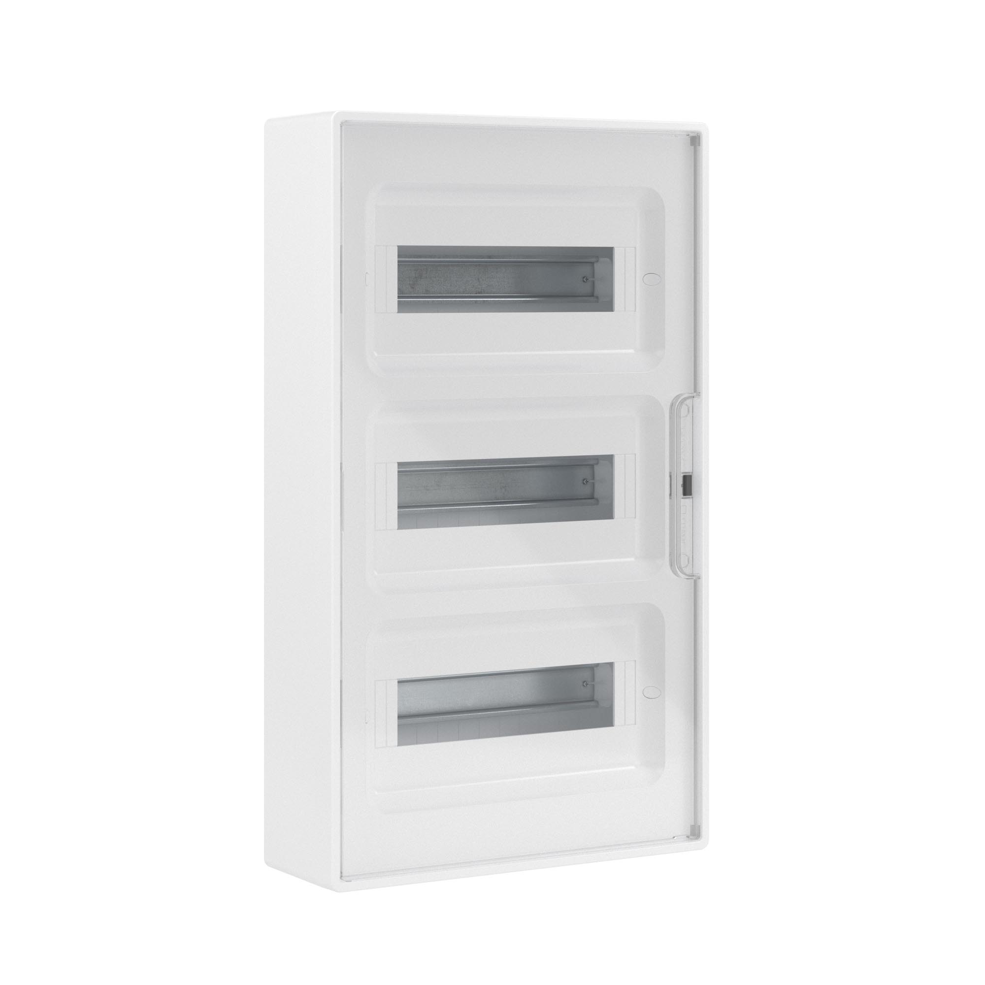 Щиток 36 мод настенный Фрейм (FRAME), белый с прозрачной дверцей, с 4 шинами PEN  (2шт на 8 отв. и 2шт на 10 отв.)