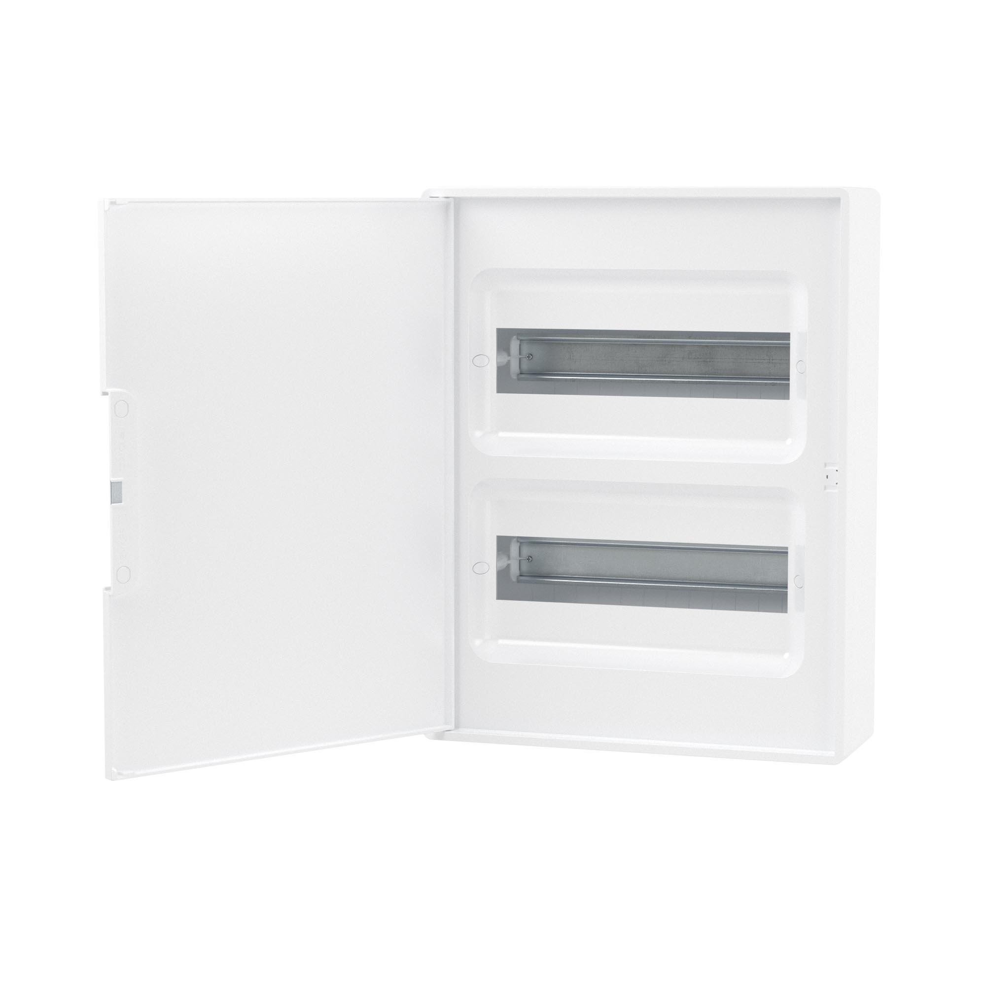 Щиток 24 мод настенный Фрейм (FRAME), белый, с белой дверцей, с 4 шинами PEN (2шт на 8 отв. и 2шт на 6 отв)