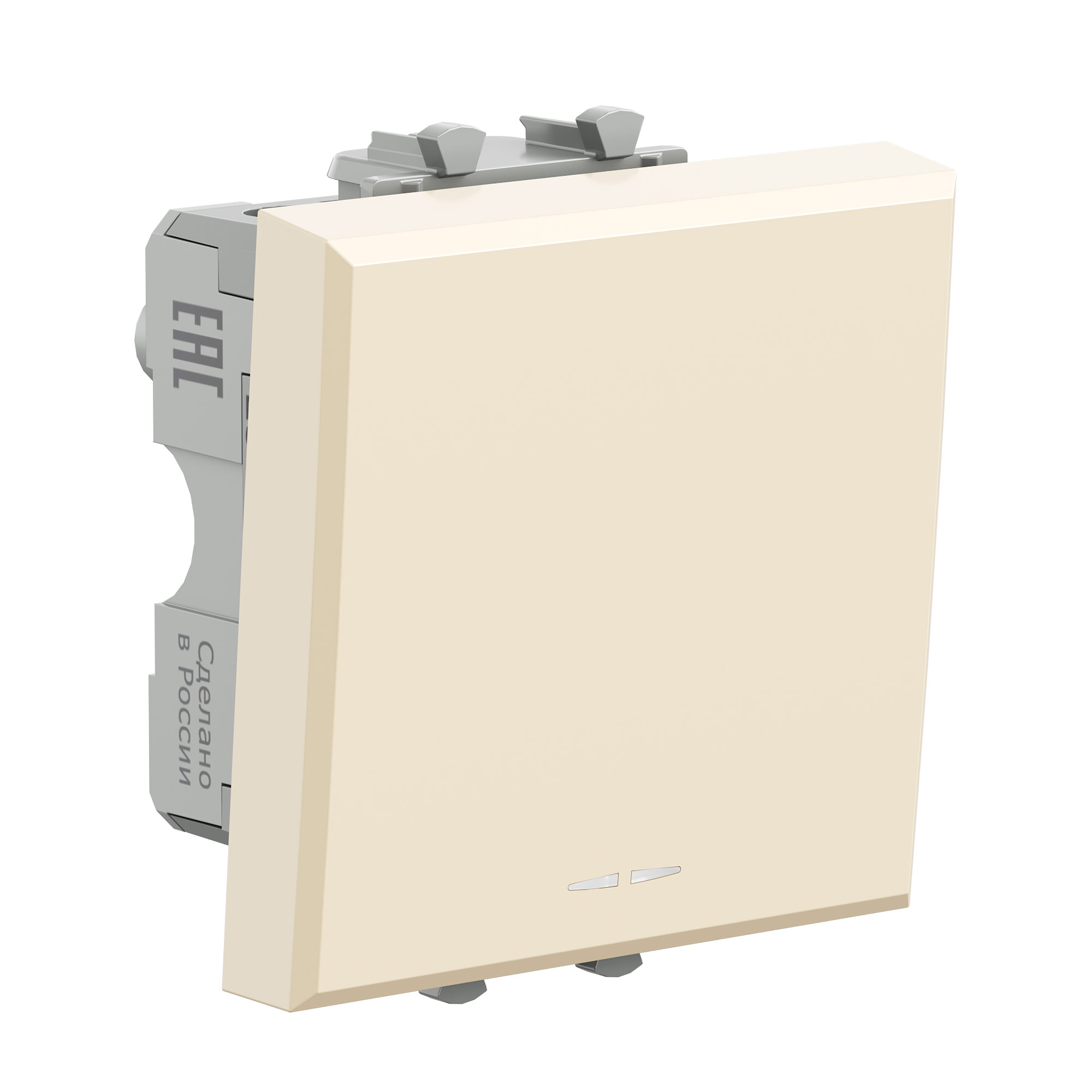 Выключатель одноклавишный модульный, Avanti, ванильная дымка, 2 модуля