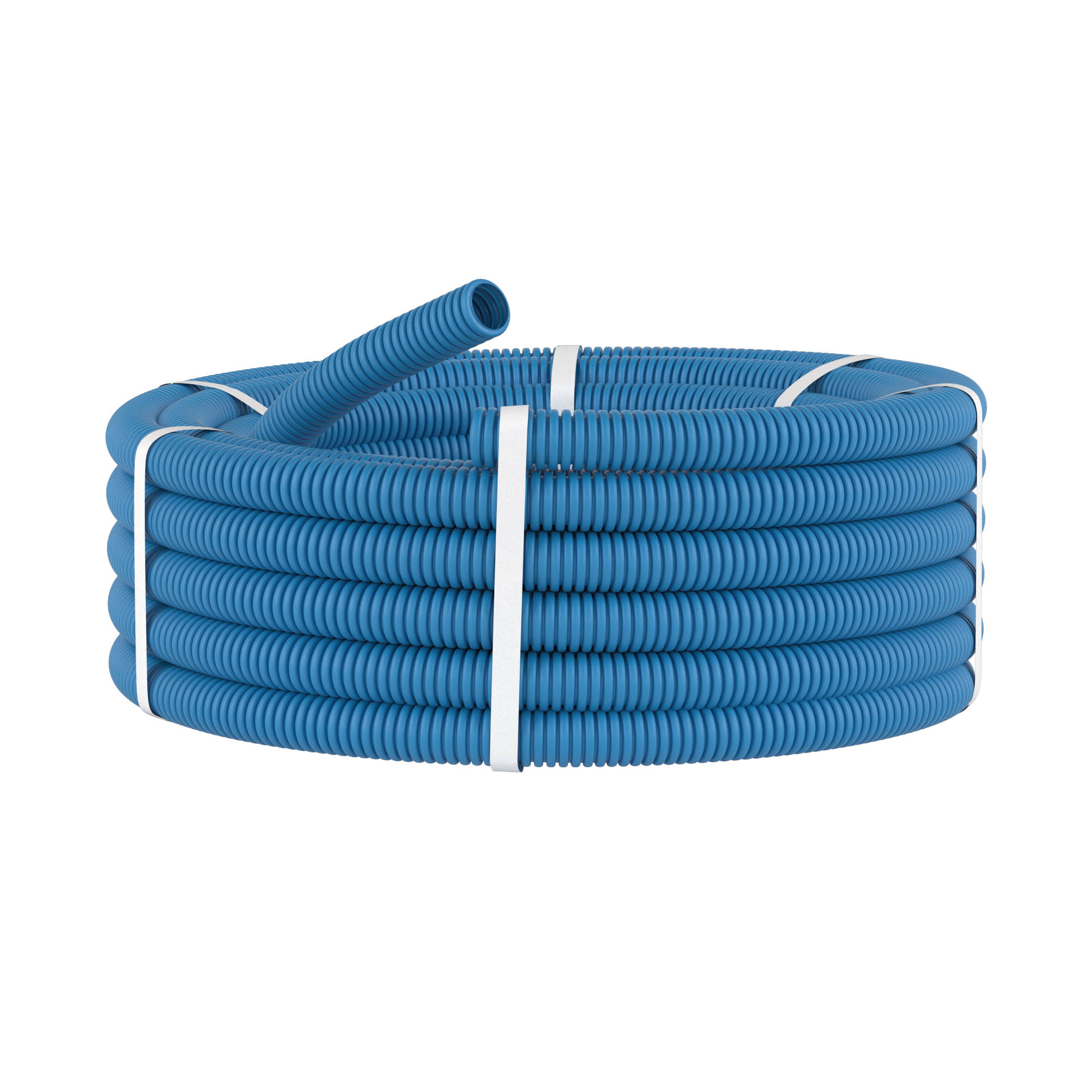 Труба ПП гибк гофр. д.32мм, сверхтяжёлая без протяжки, 25м, цвет синий