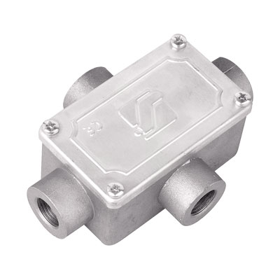 Alluminium alloy box 4 ways M32x1,5,  IP55, 146x81x57 mm