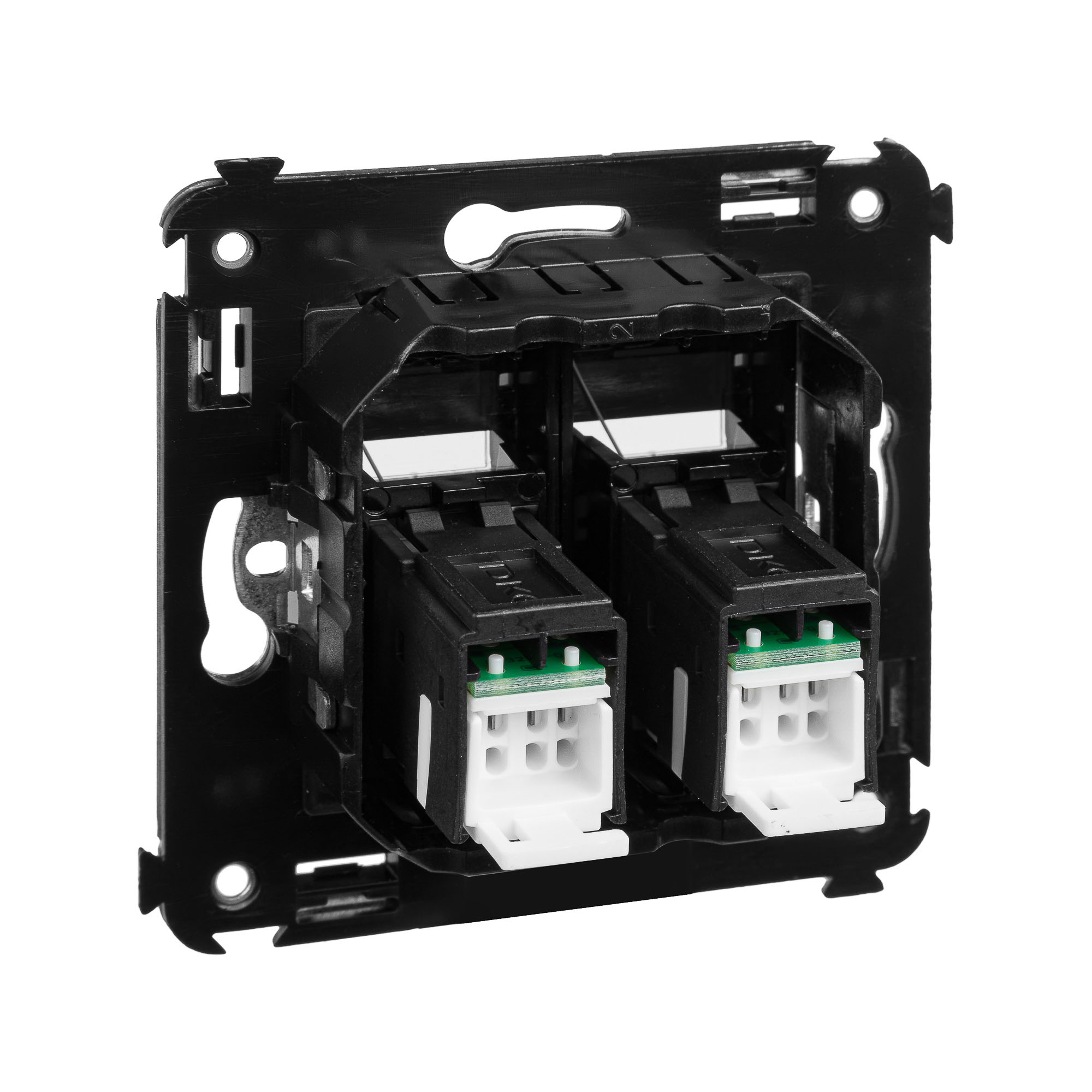 Компьютерная розетка RJ-45 в стену, кат.6 двойная,"Avanti", "Черный ...