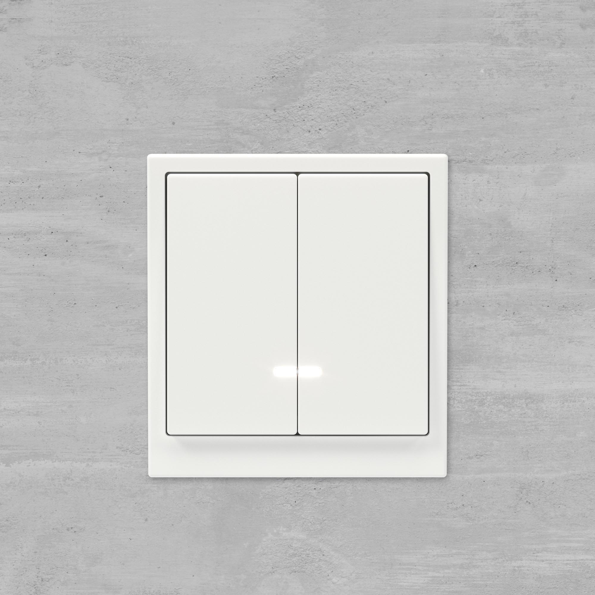 Выключатель двухклавишный с подсветкой, KANT, белая магнолия