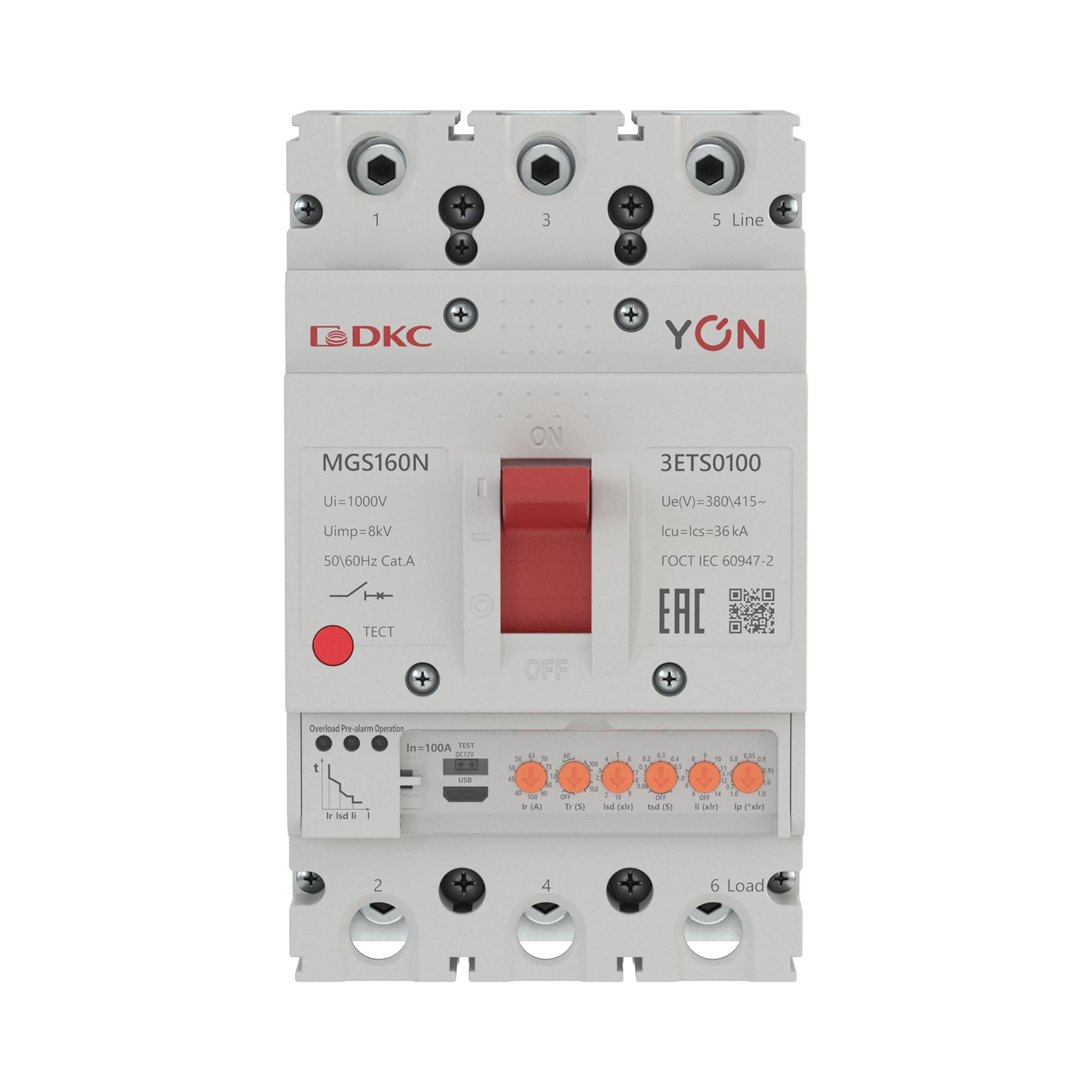 Авт. выкл. YON MGS160N 3P 40-100A 36kA с электронным расцепителем ETS