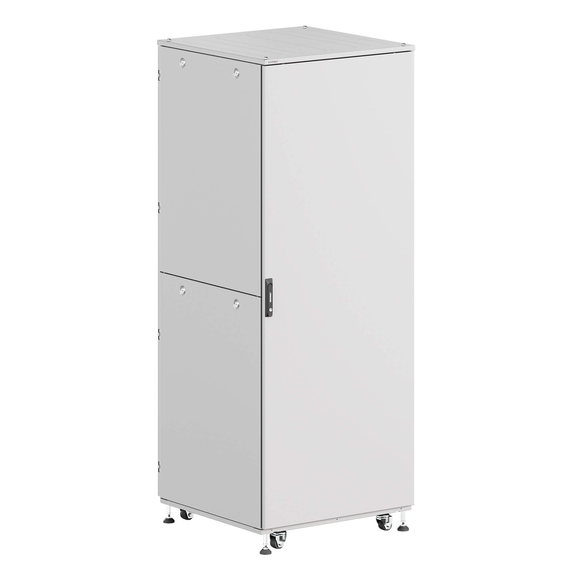 ИТ шкаф напольный 19'' 42U 800x800мм, крыша с вырубкой, сплошная металл и двойная сплошная металл, двойные боковые панели, серый RAL7035