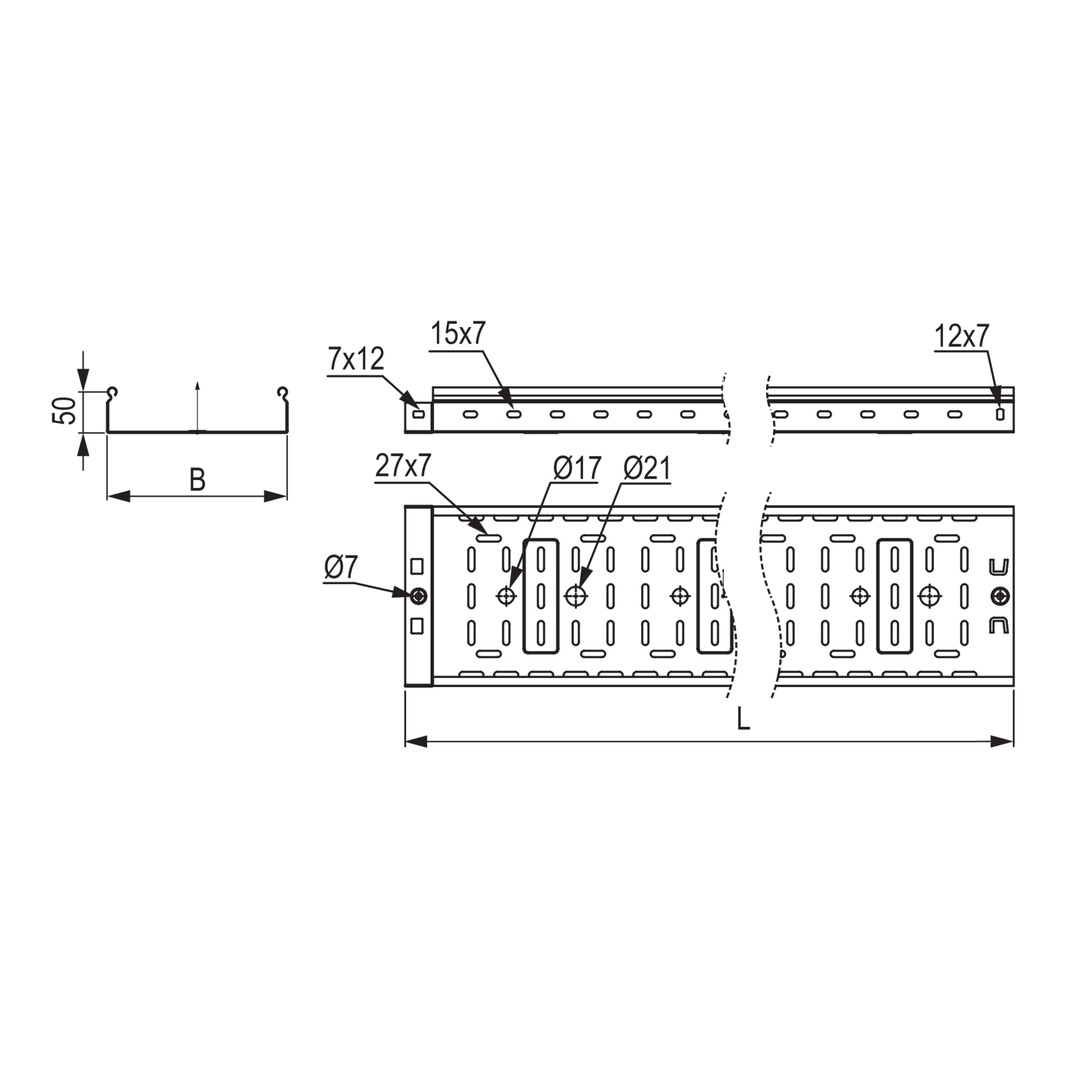  перфорированный 100х50 L 3000 - Купить лоток SPL3510