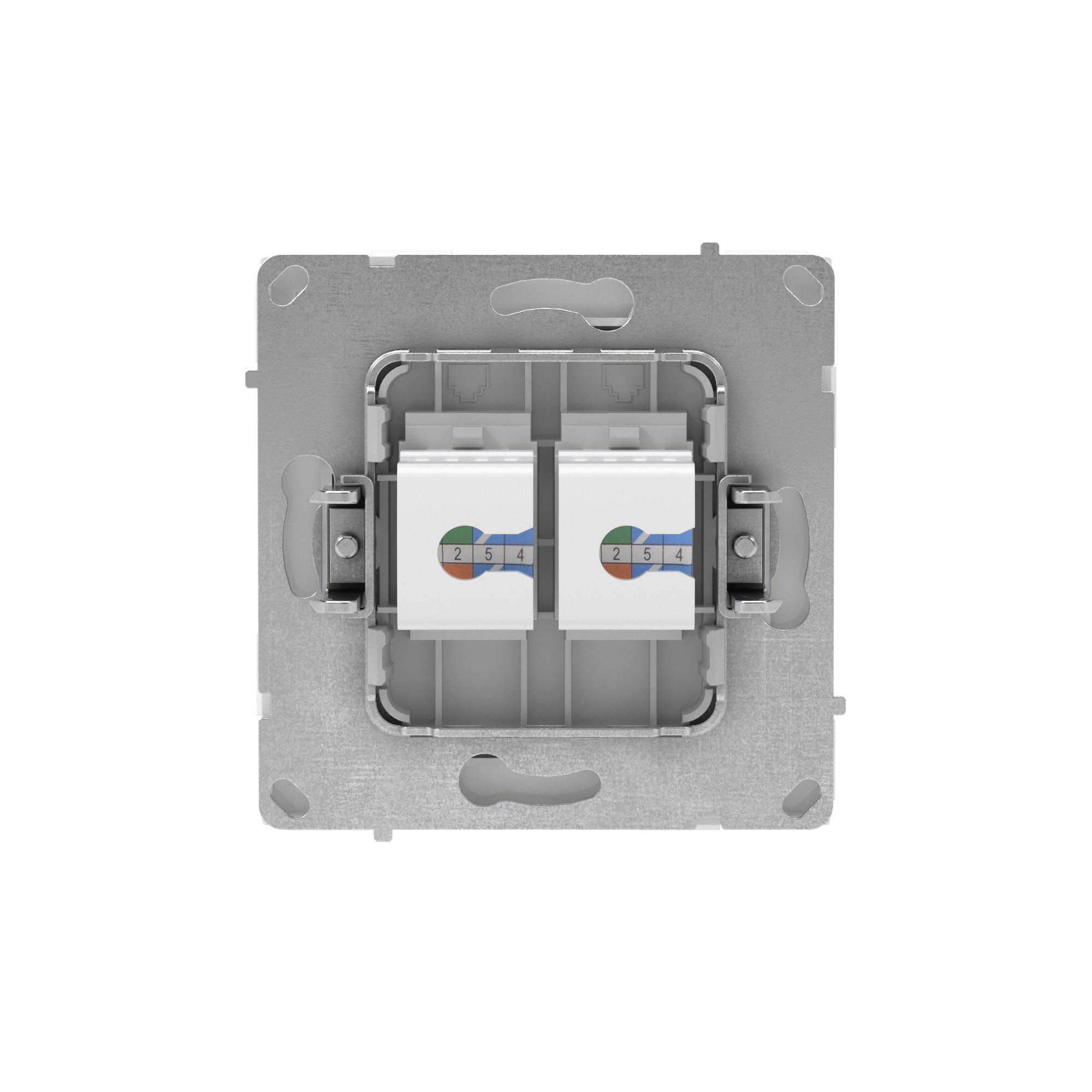 Компьютерная розетка RJ-45 без шторки, кат.5е двойная, KANT, белая магнолия