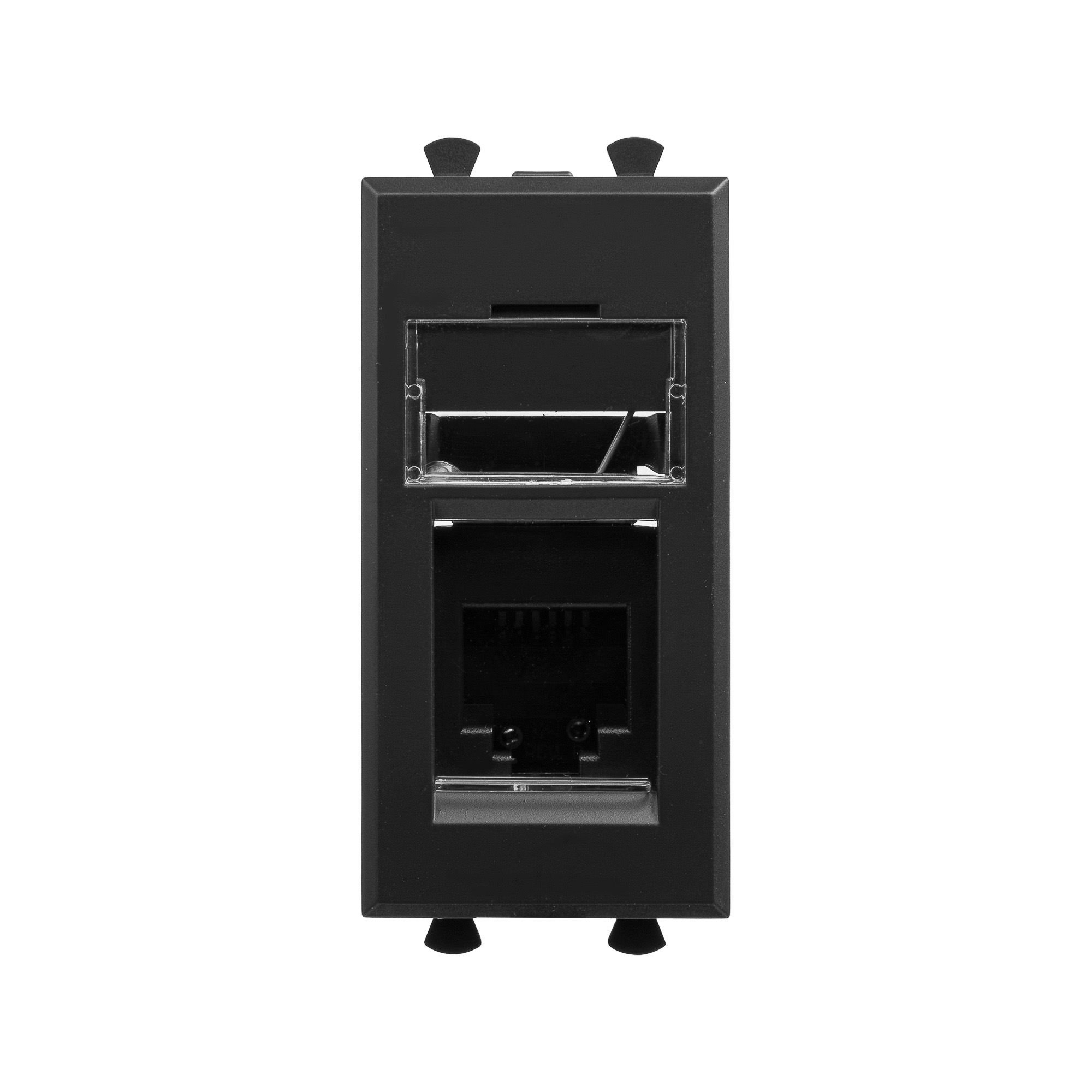 RJ-12 socket Avanti, black matt, 1 mod.