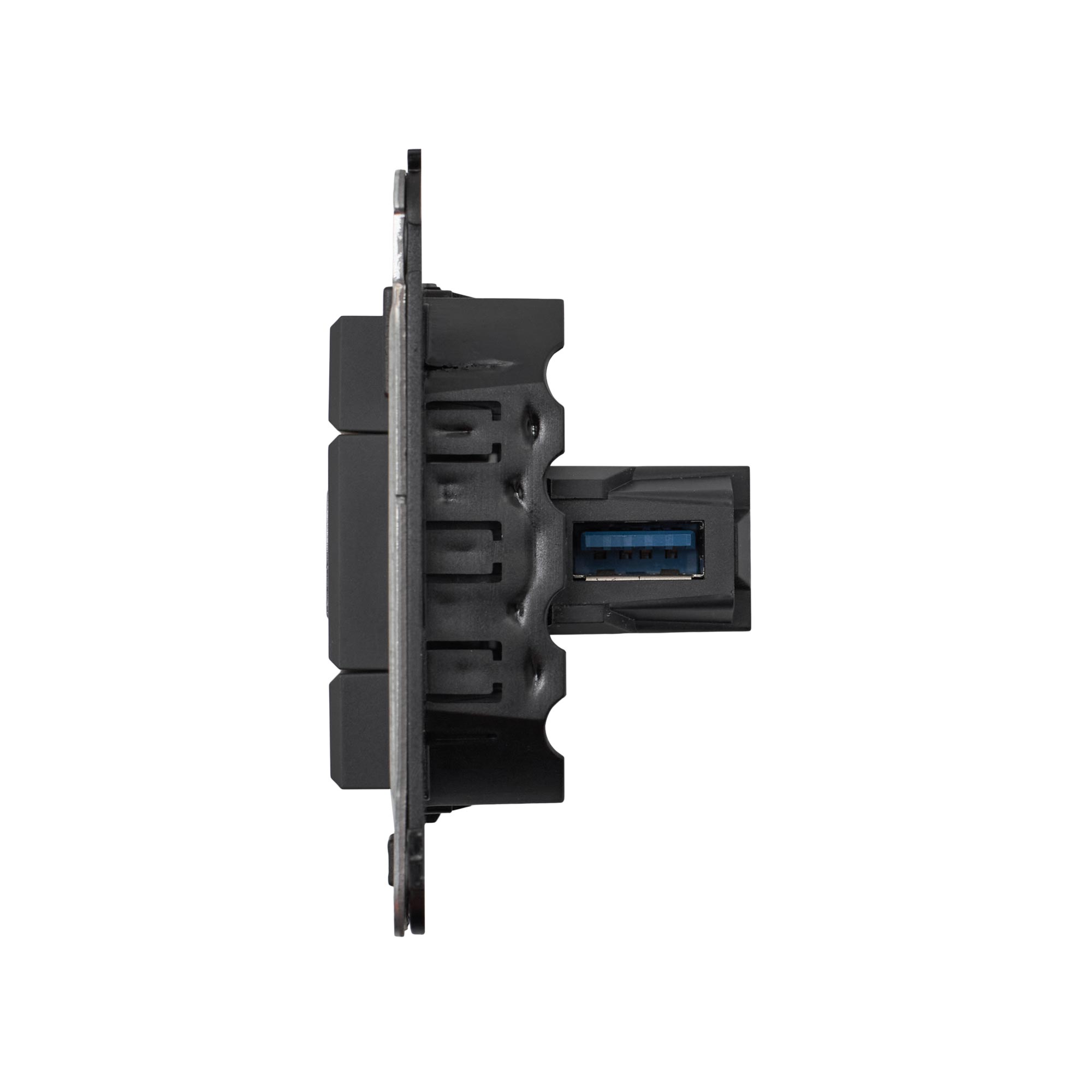 USB 3.0 розетка одинарная в стену, тип А-А, Avanti, черный матовый