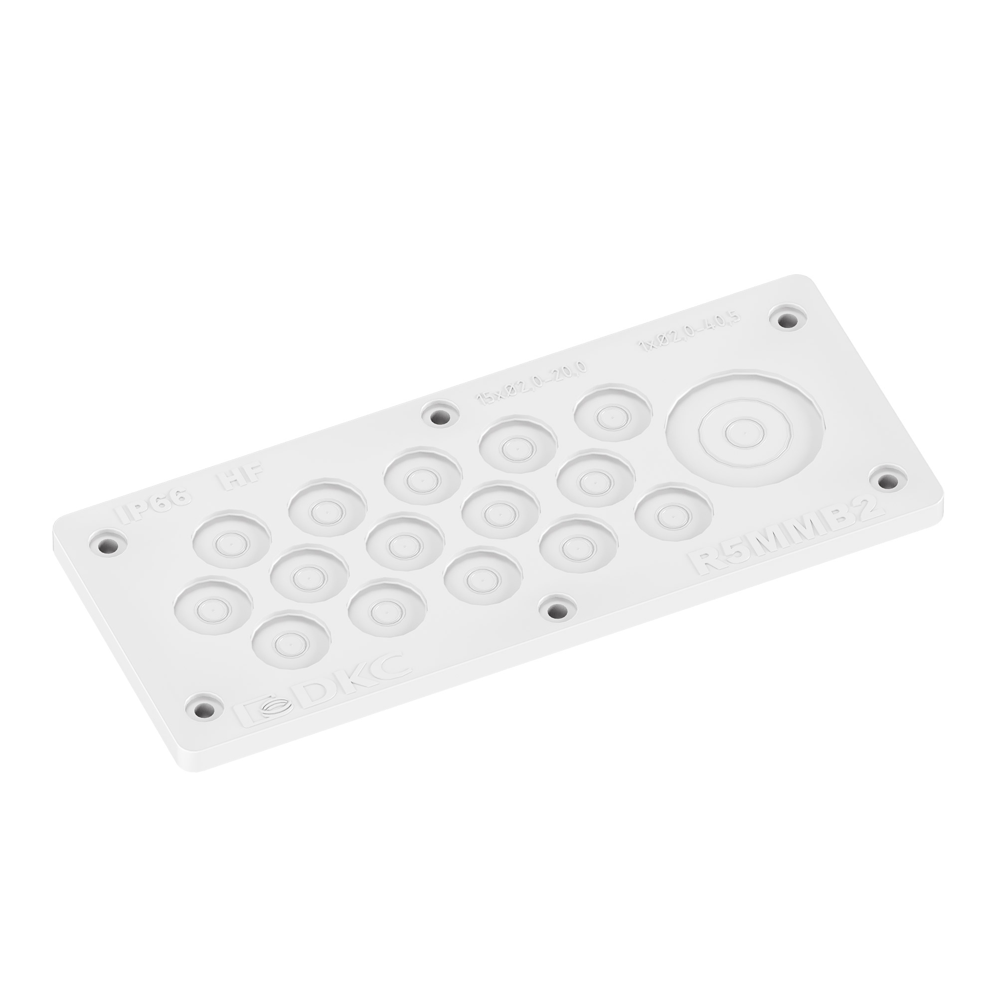 Аксессуары ST, STE, STH для внешней установки Мембранный кабельный ввод, EPDM, IP66, t эксп. -70..+90, ШхВ 216х89 мм,15xø2,0-20,0 мм, 1xø2,0-40,5 мм DKC|ДКС
