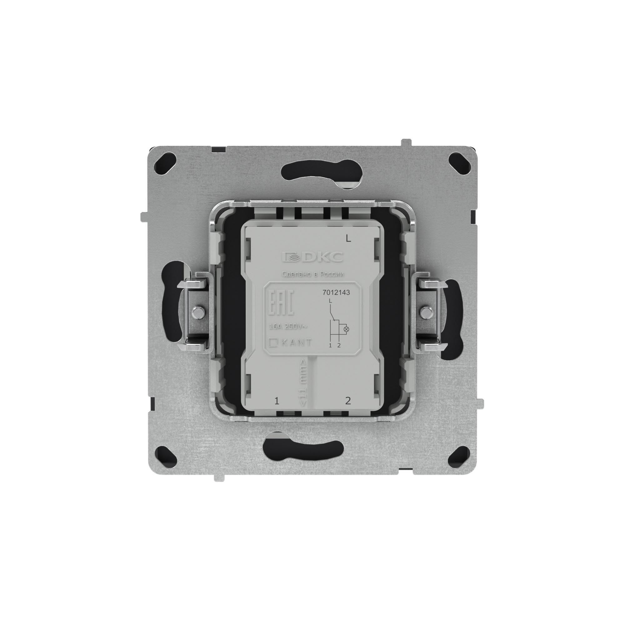 Переключатель одноклавишный с подсветкой, KANT, черный уголь