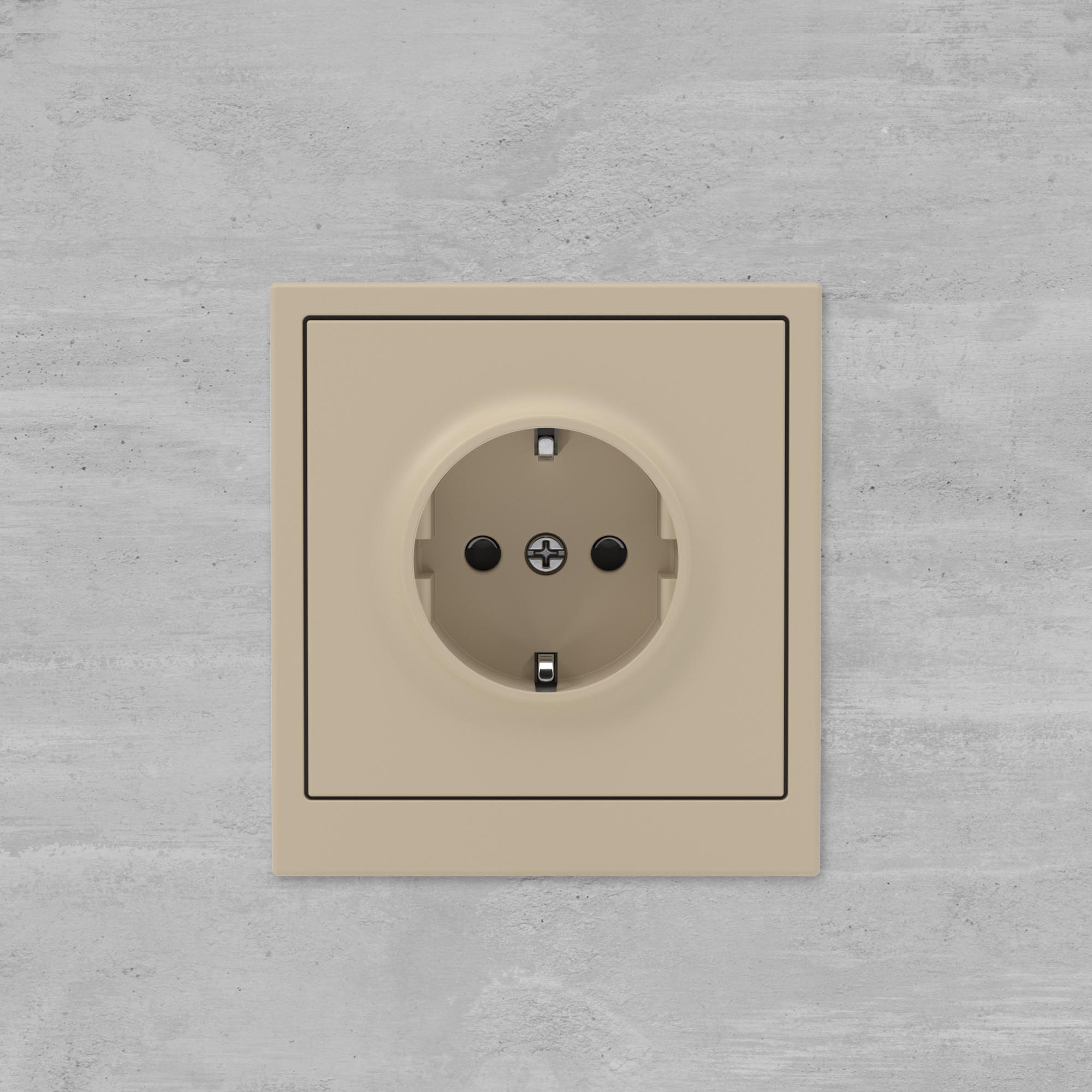 Розетка силовая, 2P+E, с з/ш, KANT, ванильный марципан
