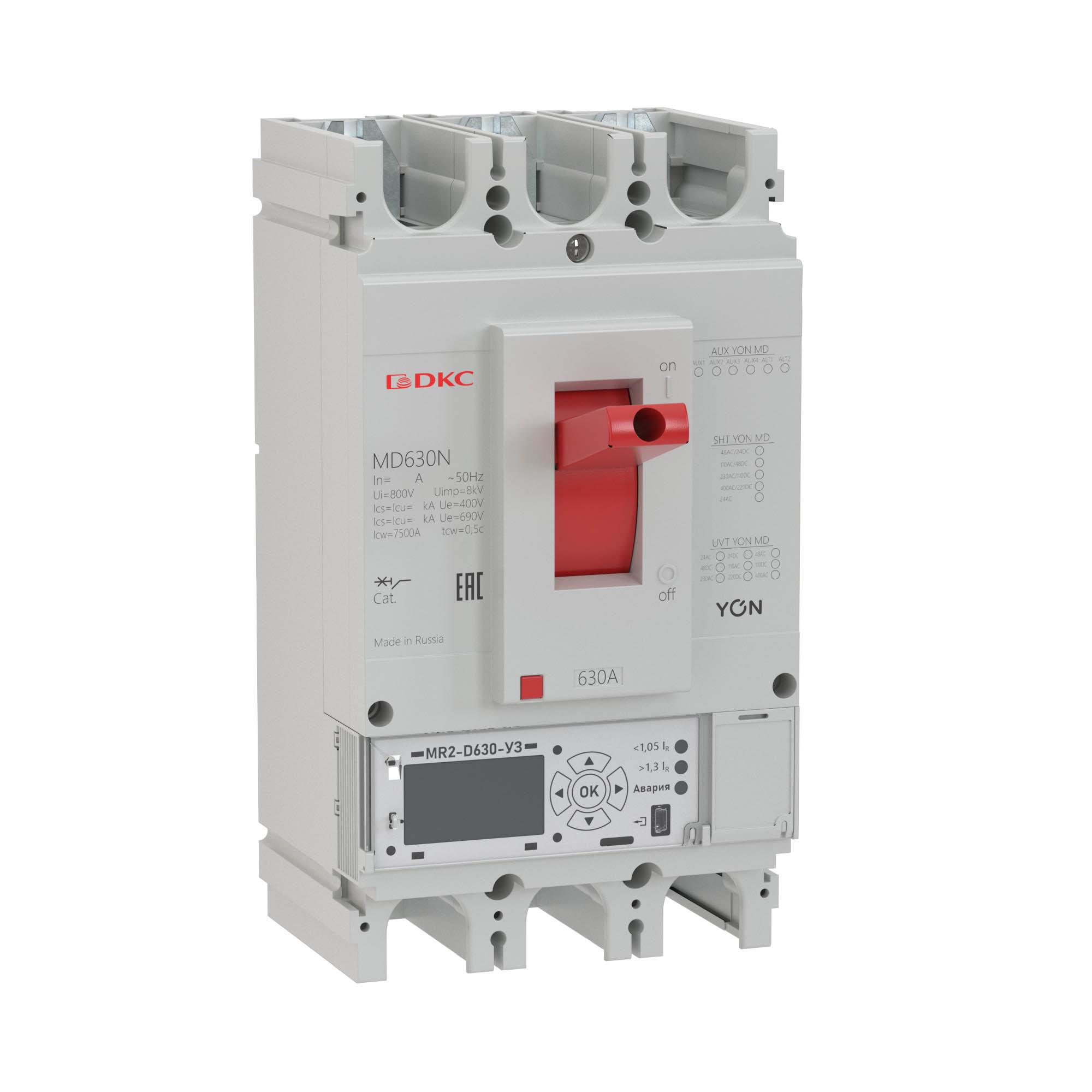 Авт. выкл. YON MD630N-MR2 3P 630А 40kA Ir 0.4…1xIn Isd 1.5…10xIn DKC