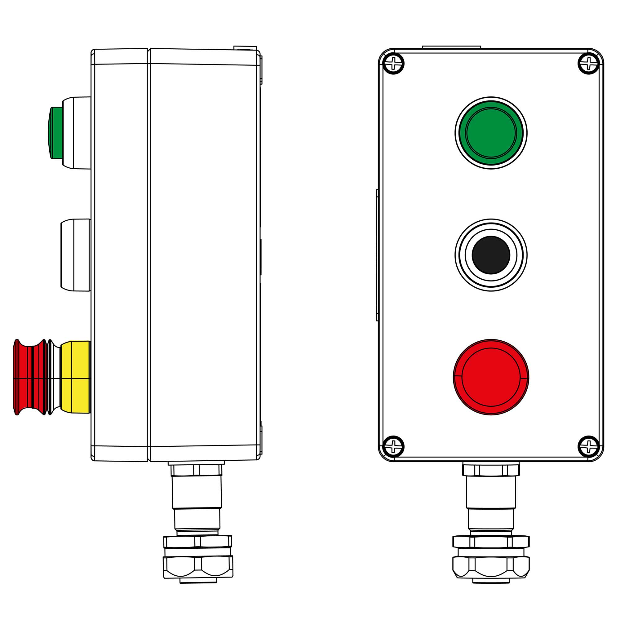 Взрывозащищенные посты Ex e Ex i Взрывозащищенный пост управления из алюминия CPE-A-14-(1xLG(250)-1xP1B(11)-1xP6E(11))-1xKAEPM2MHK-20(C)1Ex d e IIC Т5 Gb / Ex tb IIIC T95°C Db IP66 DKC|ДКС