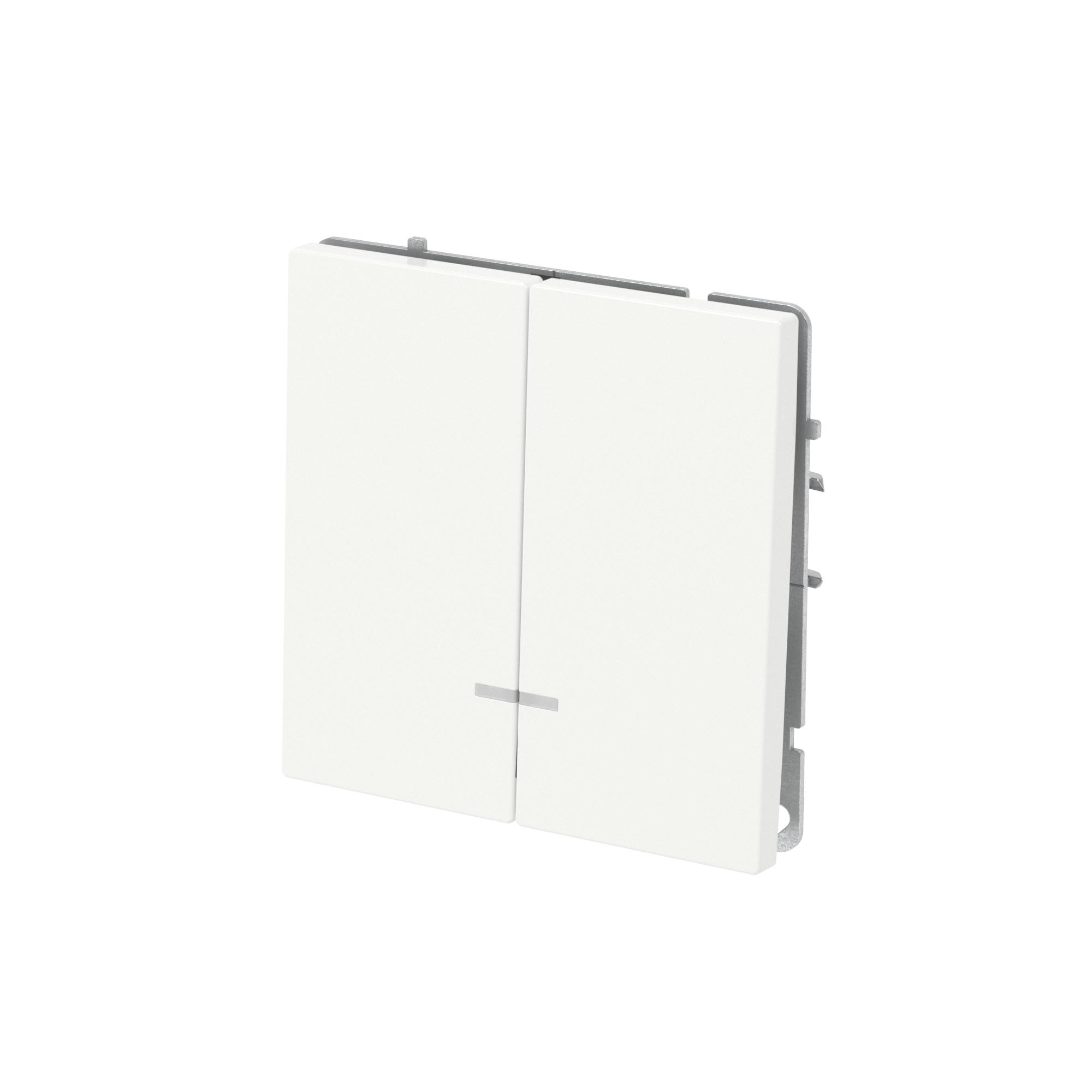 Переключатель двухклавишный с подсветкой, KANT, белая магнолия