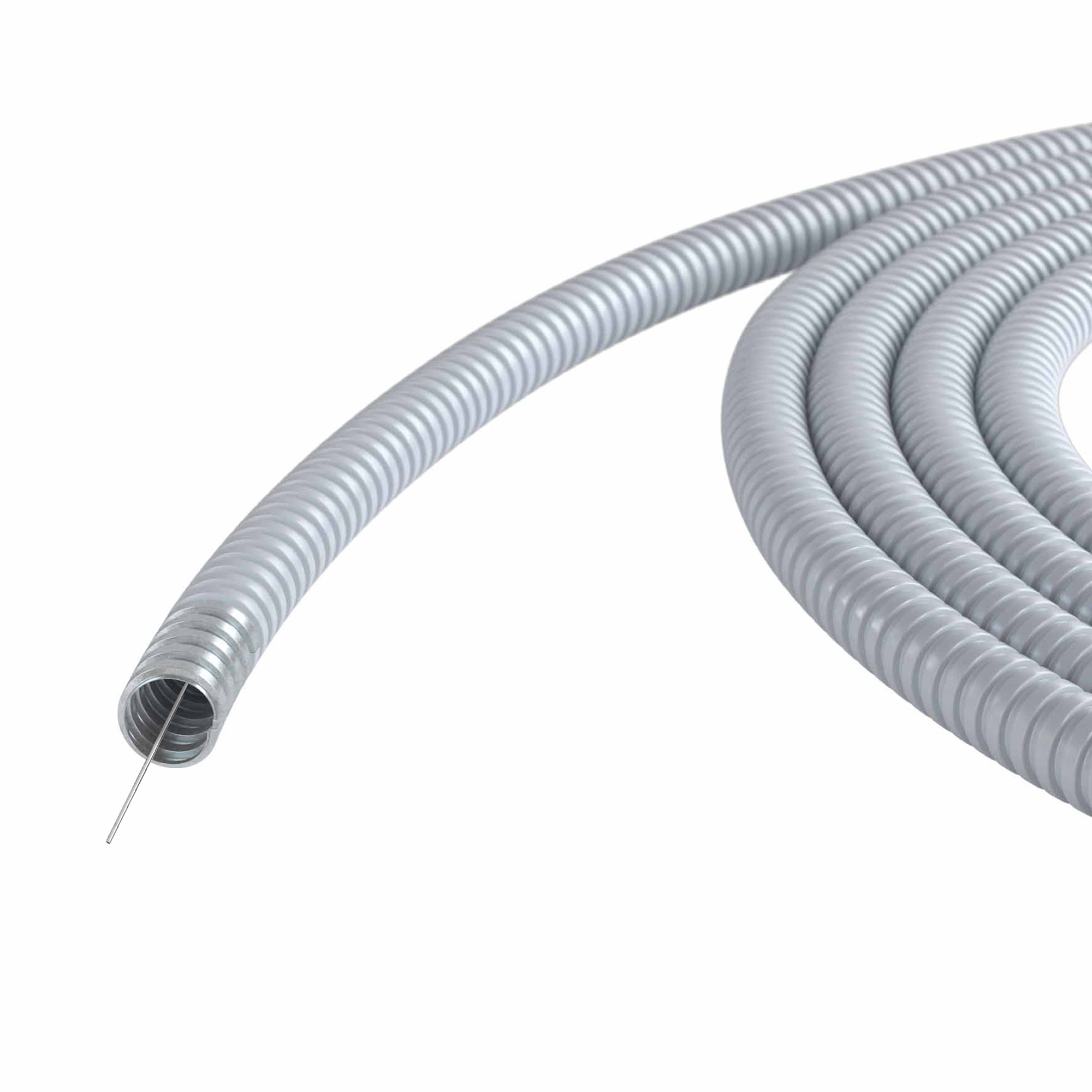 Flexible metal conduit  with vacuum PVC coating DN 15 mm, Øin 15,5 mm ,Øex 19,5 mm, with pull, 100m, grey