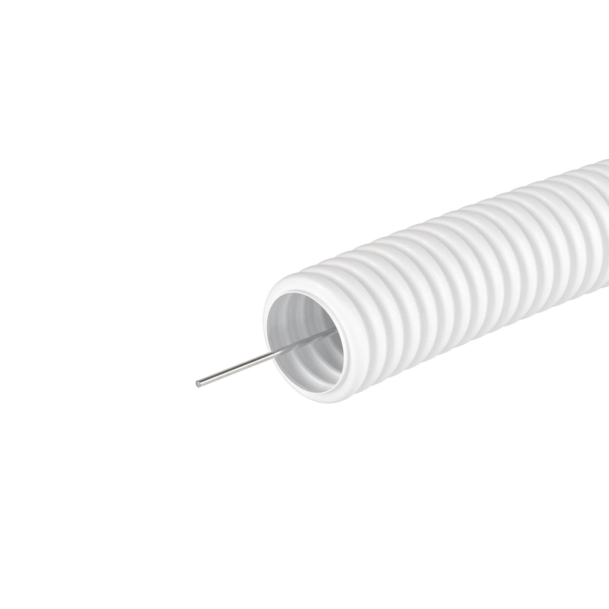 Труба ПЛЛ гибкая гофр. не содержит галогенов, HF, д.50мм, негорючая, ПВ-0, с протяжкой,15м, цвет белый