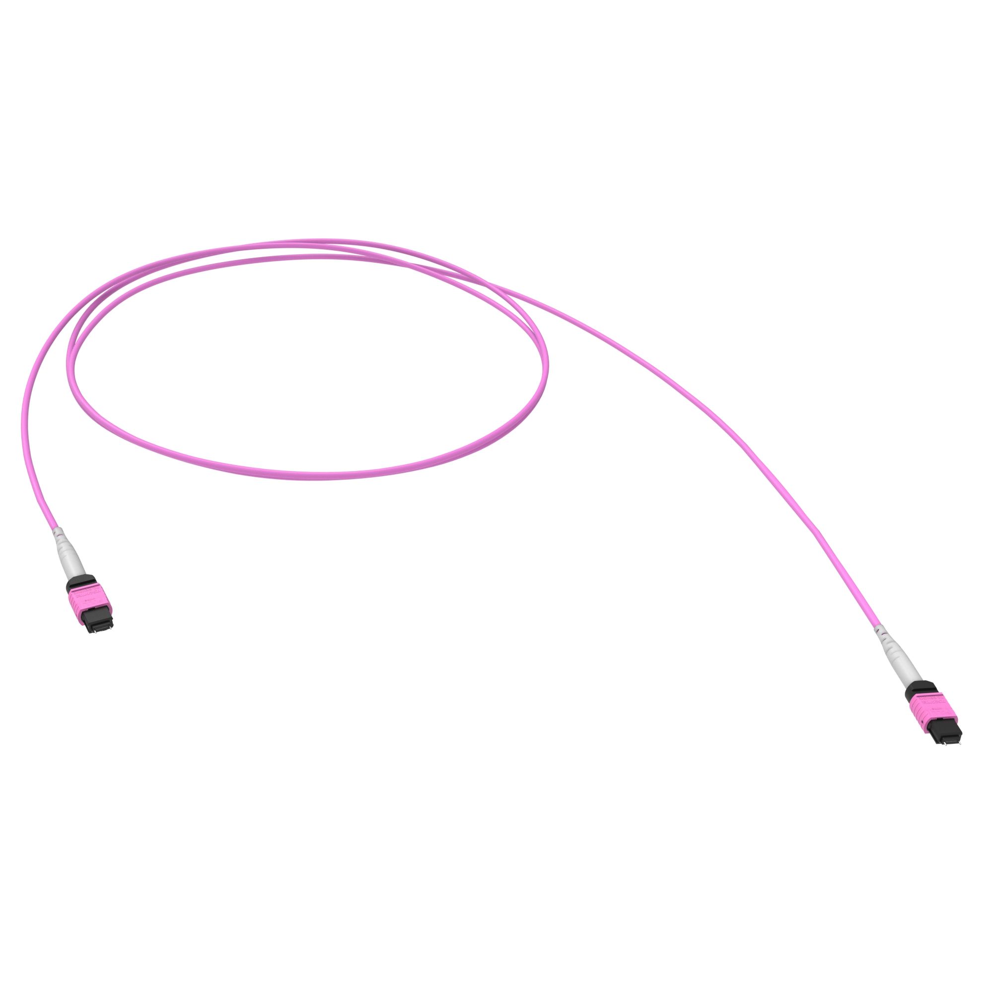 Оптические сборки MTP(16)/MTP(16) Оптическая соединительная сборка 16 ОВ, 50/125 OM4, 1xMTP(16)m APC/1xMTP(16)m APC, тип В, 3 м DKC|ДКС