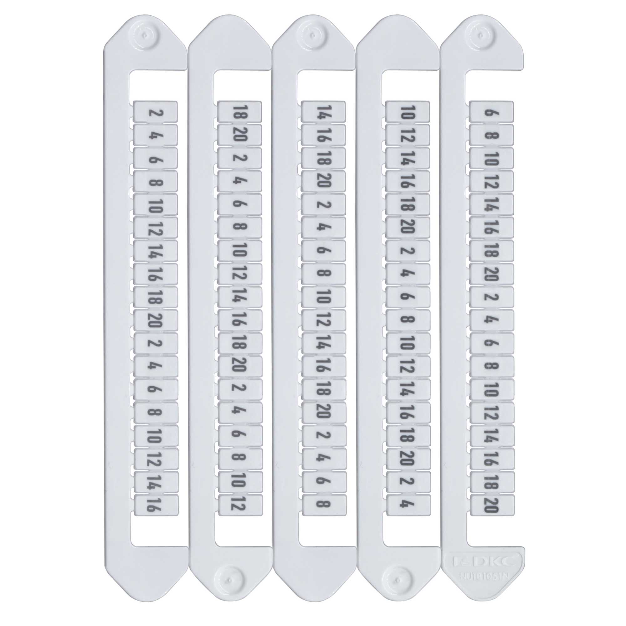 Маркировка для клемм, ширина 5 мм, от 2 до 20, горизонтальная ориентация