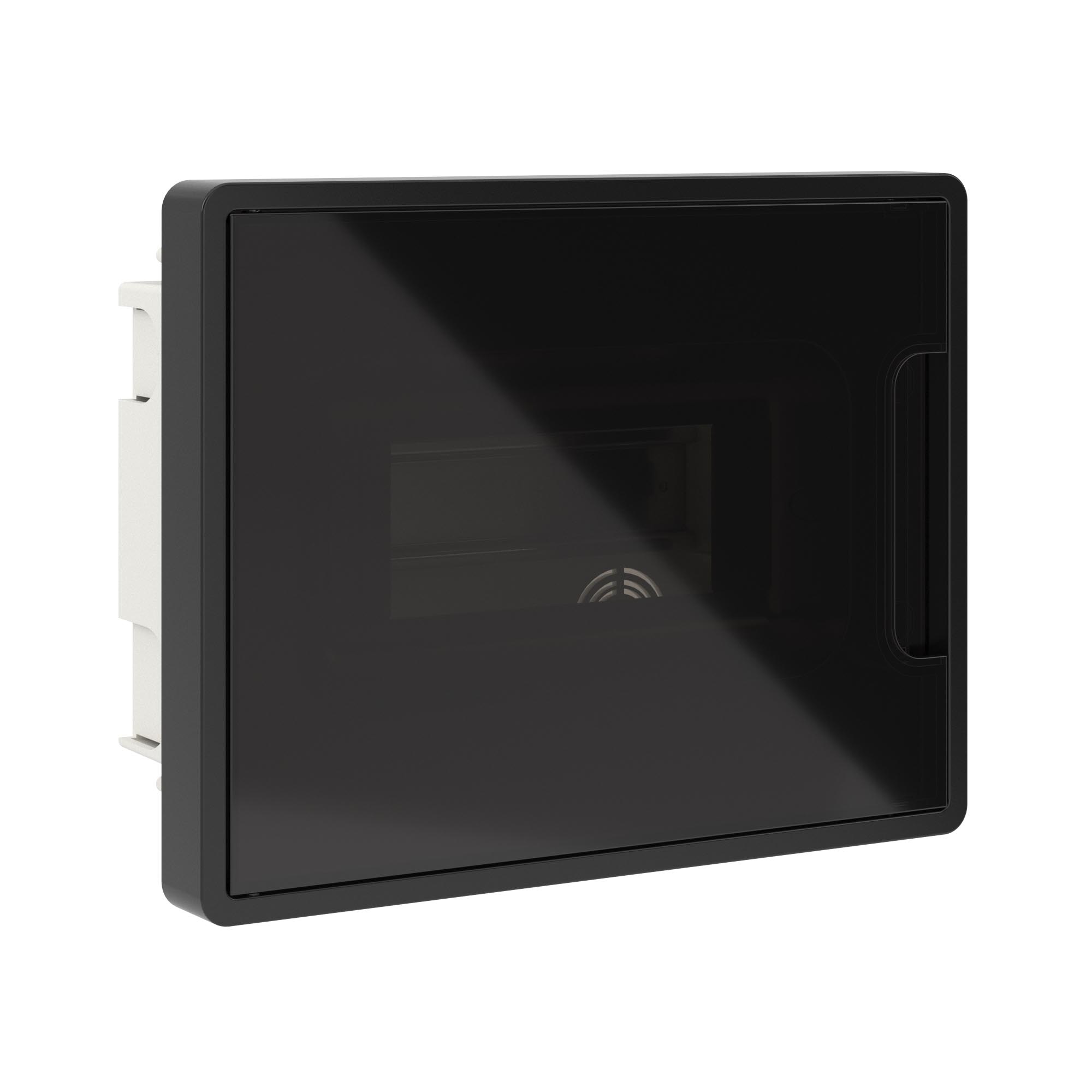 Модульные щитки "Фрейм" (FRAME) встраиваемые Щиток 8 мод встраиваемый Фрейм (FRAME), черный, с тонированной дверцей, с 2  шинами PEN на 6 и 8 отв. DKC|ДКС