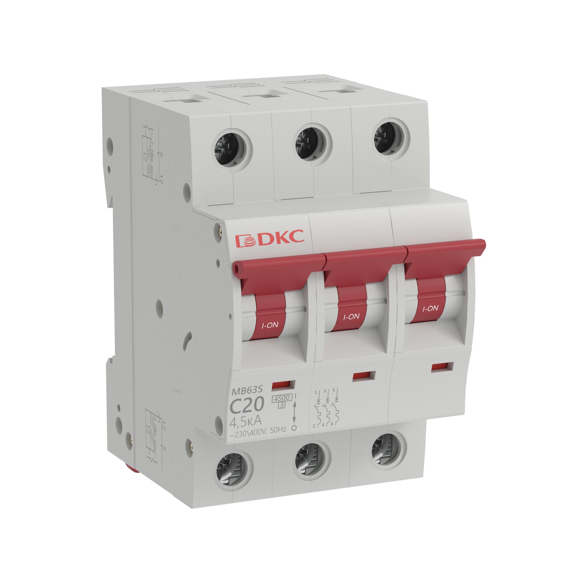 Автоматический выключатель модульный YON макс (YON max) типа MD63N, 6кА, 3 полюса, хар-ка C, 20А