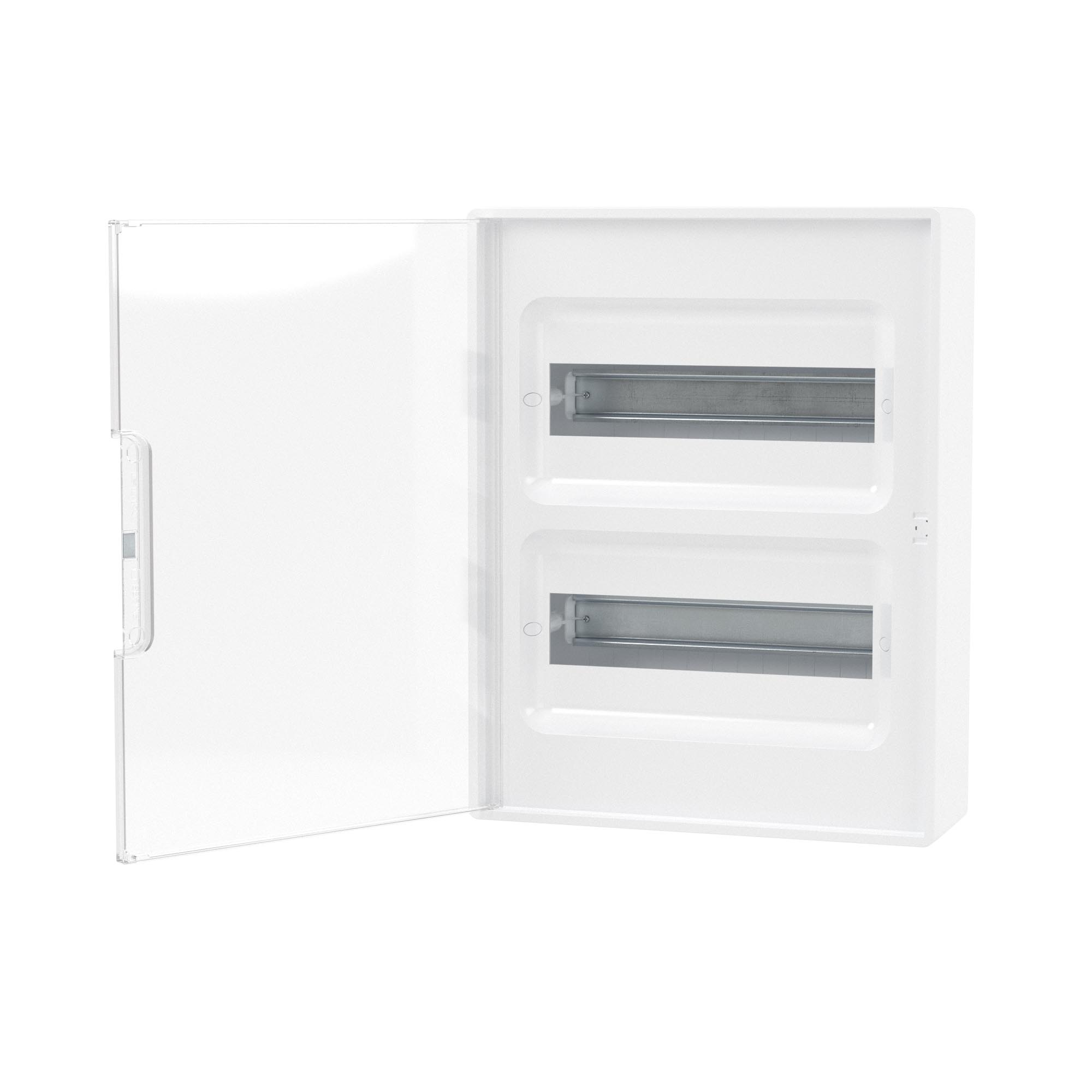 Щиток 24 мод настенный Фрейм (FRAME), белый с прозрачной дверцей, с 4 шинами PEN  (2шт на 8 отв. и 2шт на 6 отв)