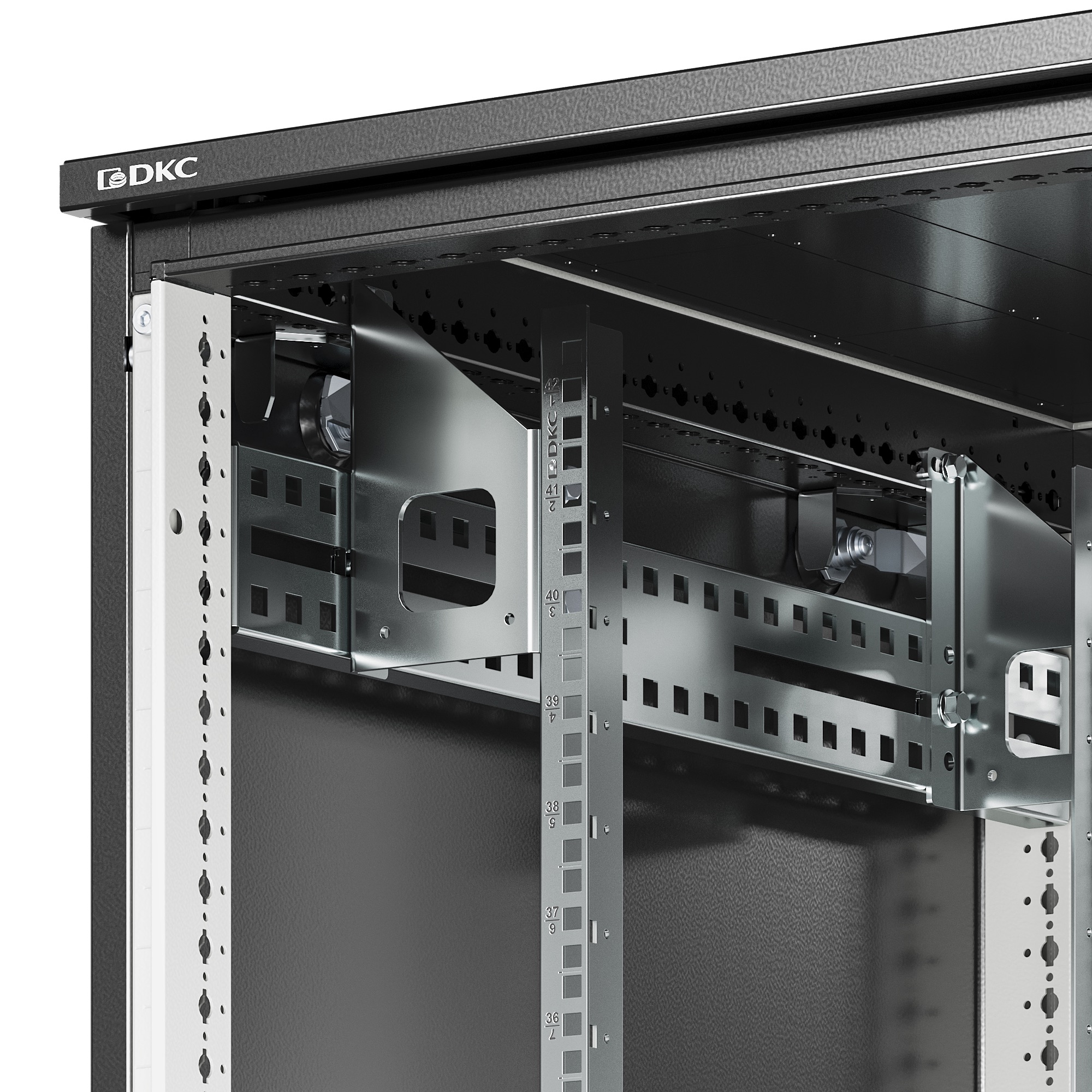 ИТ шкаф напольный 19'' 42U 800x800мм, крыша с вырубкой, сплошная металл и двойная сплошная металл, двойные боковые панели, черный RAL9005