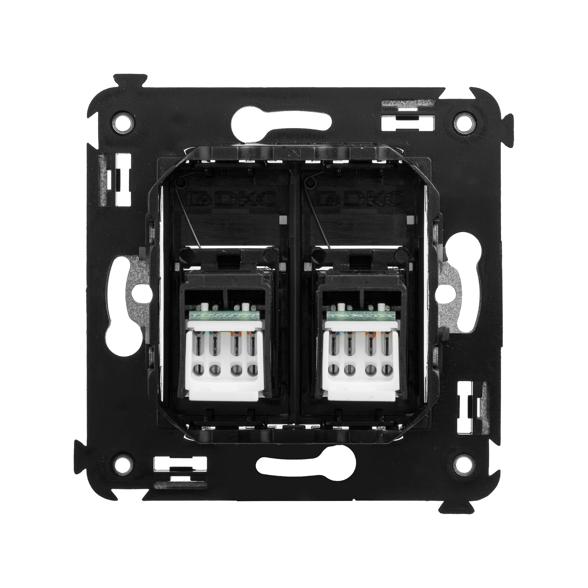 Компьютерная розетка RJ-45 в стену, кат.5e двойная, Avanti, черный квадрат