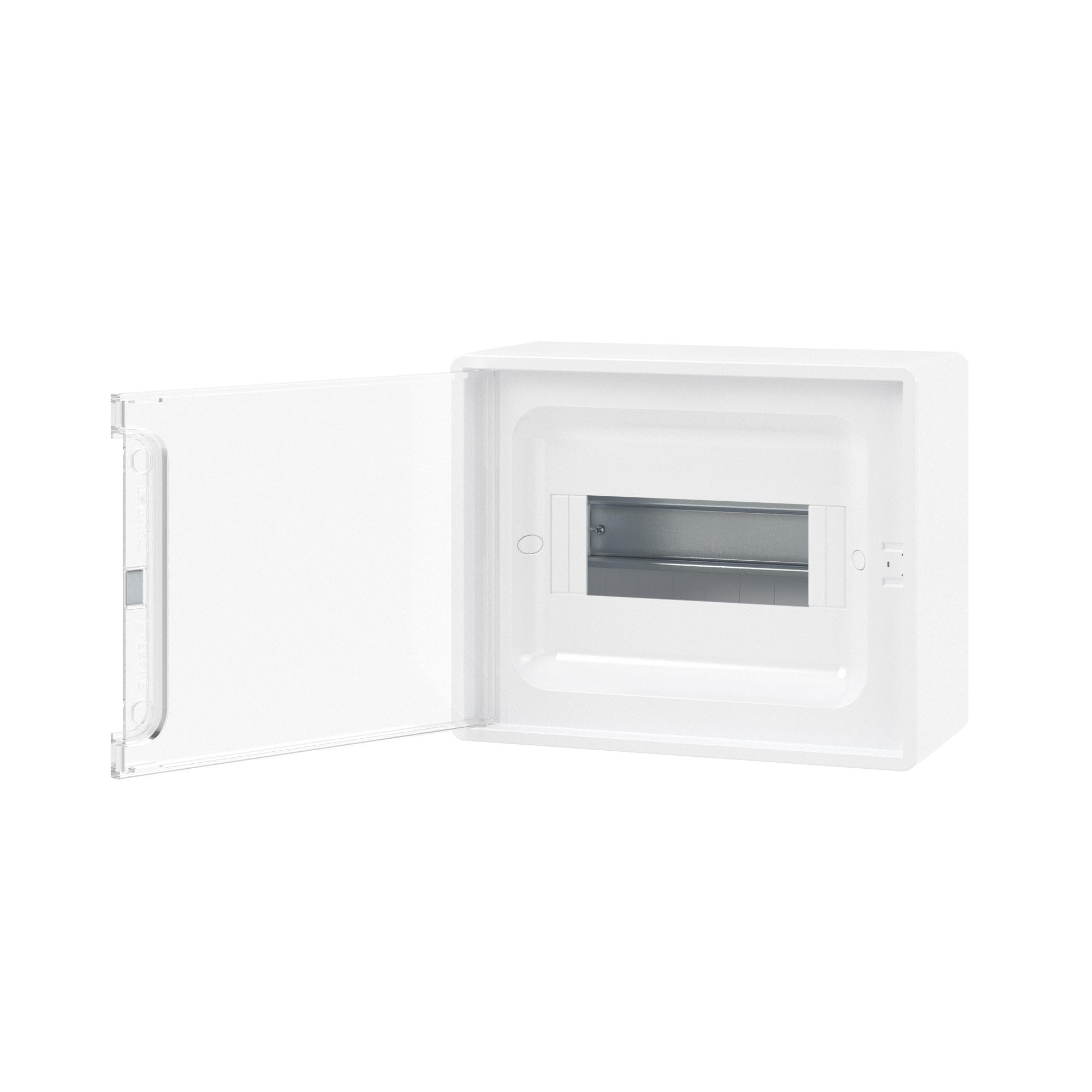 Щиток 8 мод настенный Фрейм (FRAME), белый с прозрачной дверцей, с 2 шинами PEN  на 6 и 8 отв.