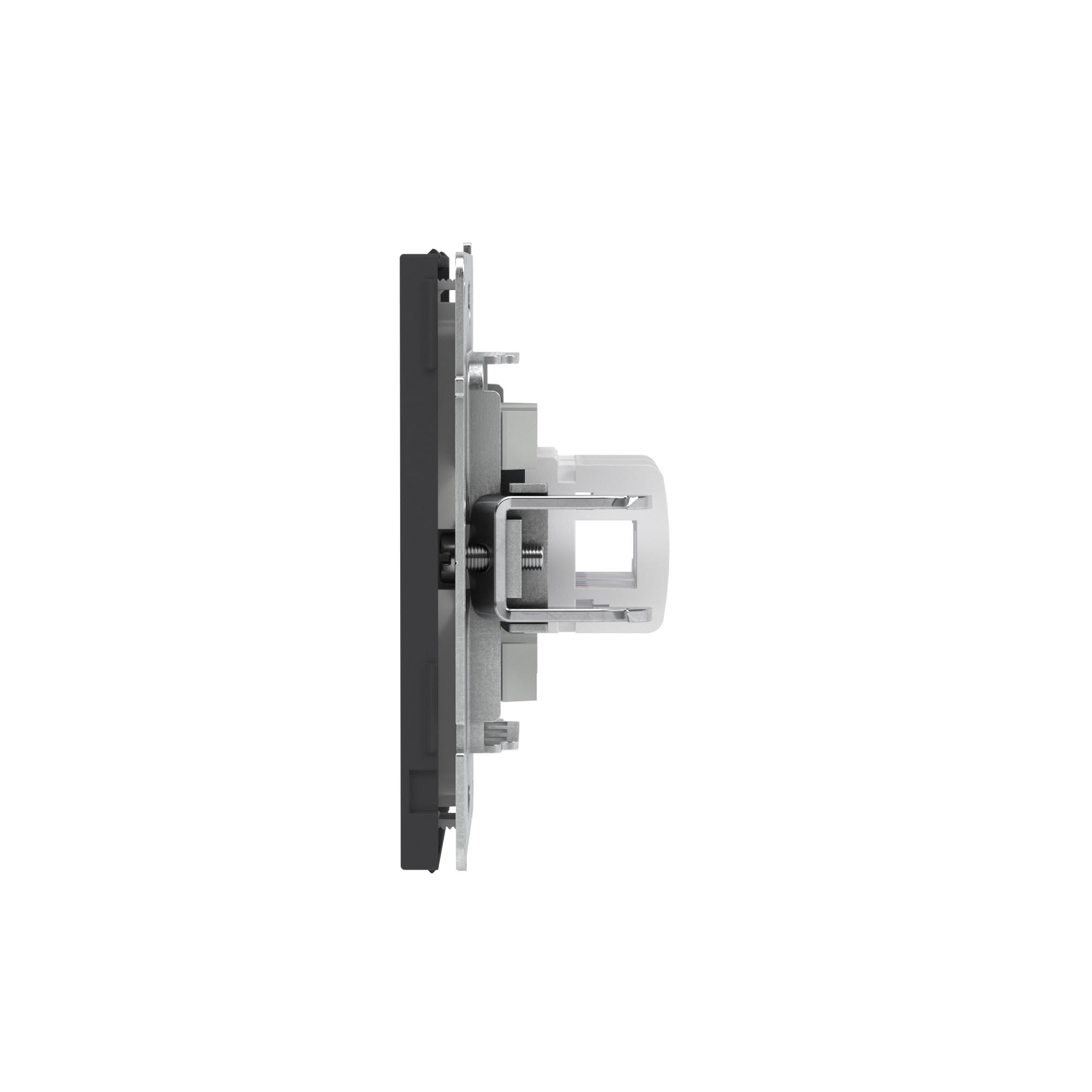 Компьютерная розетка RJ-45 без шторки, кат.6А двойная, KANT, черный уголь