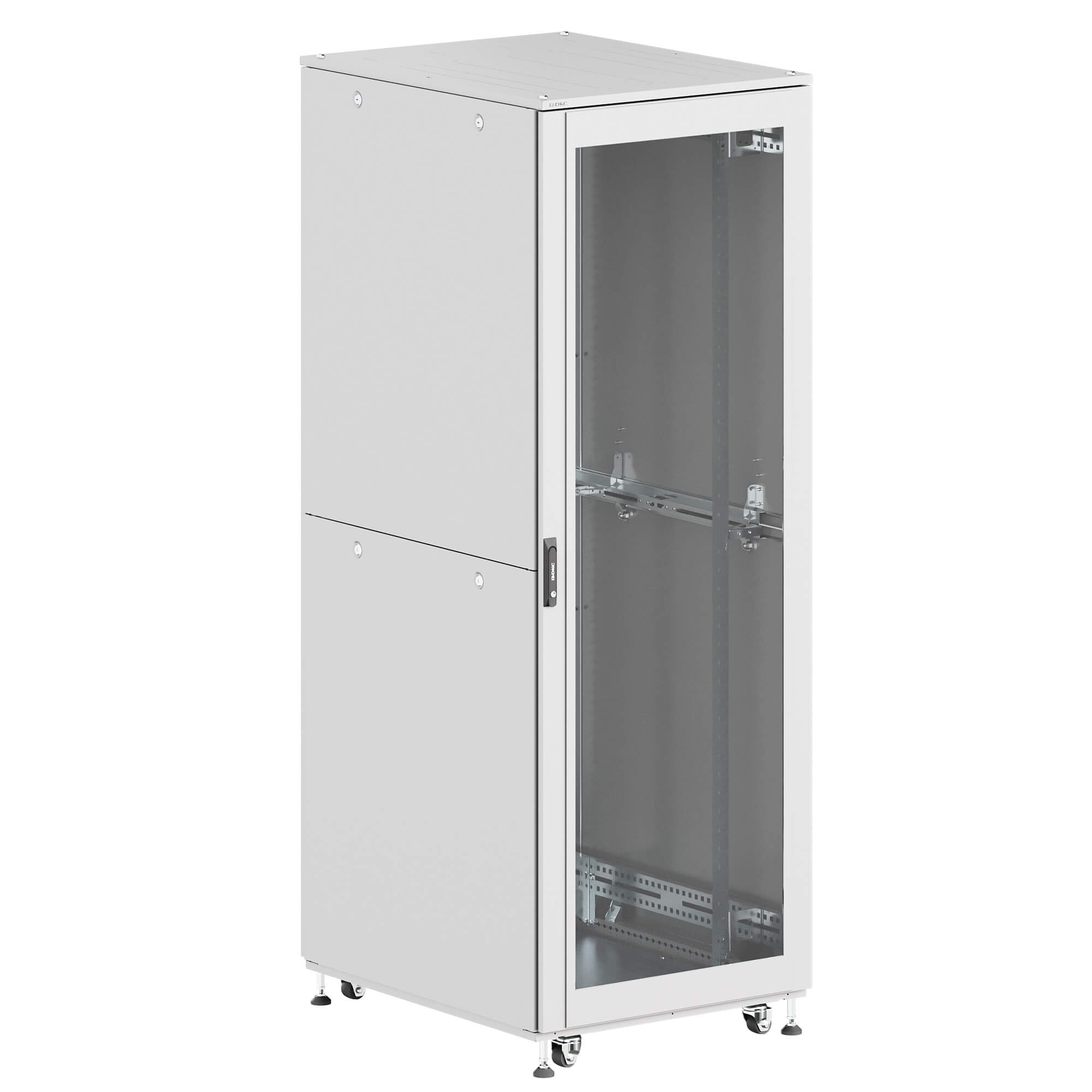 ИТ шкаф напольный 19'' 42U 800x800мм, крыша с вырубкой, дверь стекло и двойная сплошная металл, двойные боковые панели, серый RAL7035