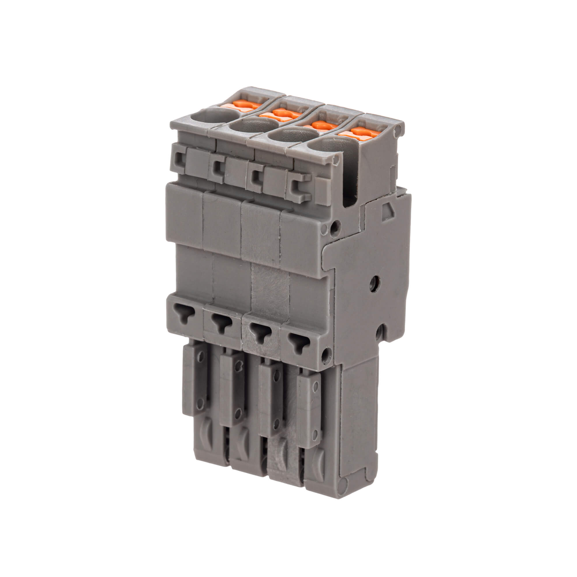 Штекер, зажим push-in, 4 точки подключения, 2.5 кв.мм, серый