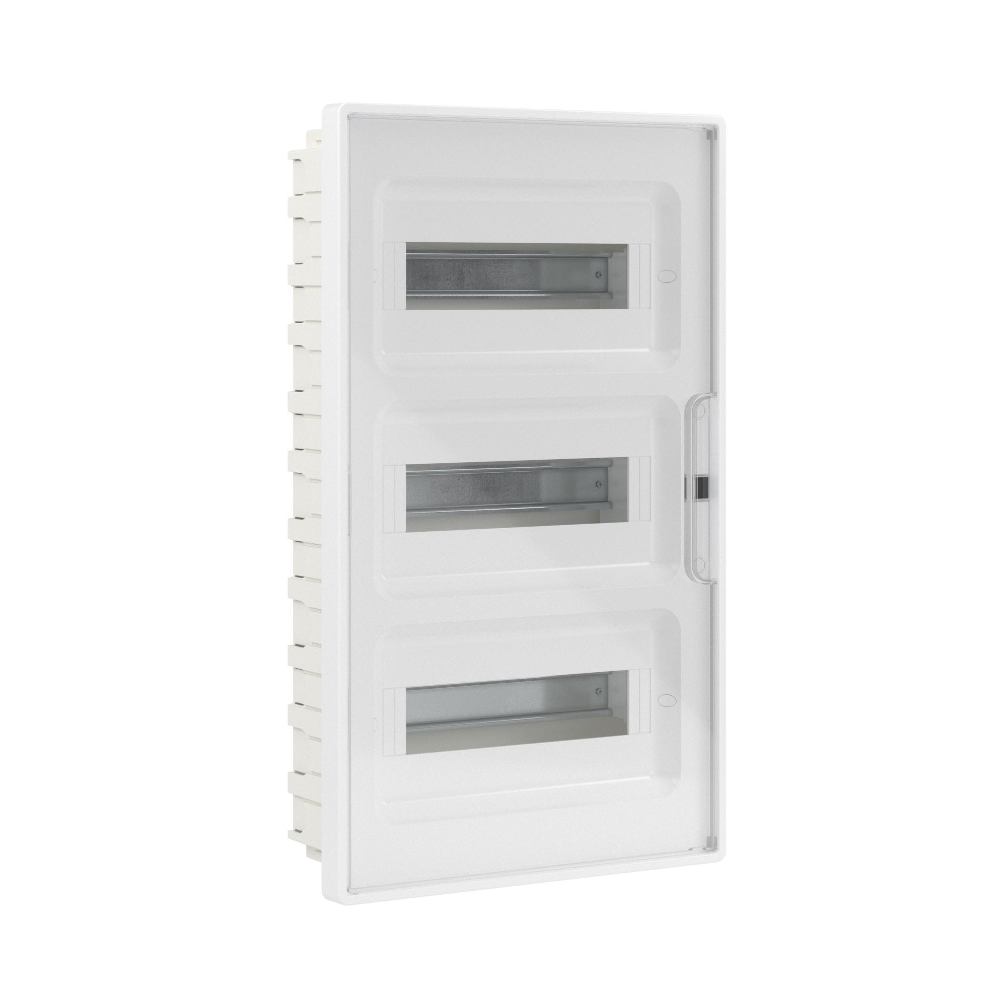 Модульные щитки "Фрейм" (FRAME) встраиваемые Щиток 36 мод встраиваемый Фрейм (FRAME), белый, с прозрачной дверцей, с 4 шинами  PEN (2шт на 8 отв. и 2шт на 10 отв.) DKC|ДКС