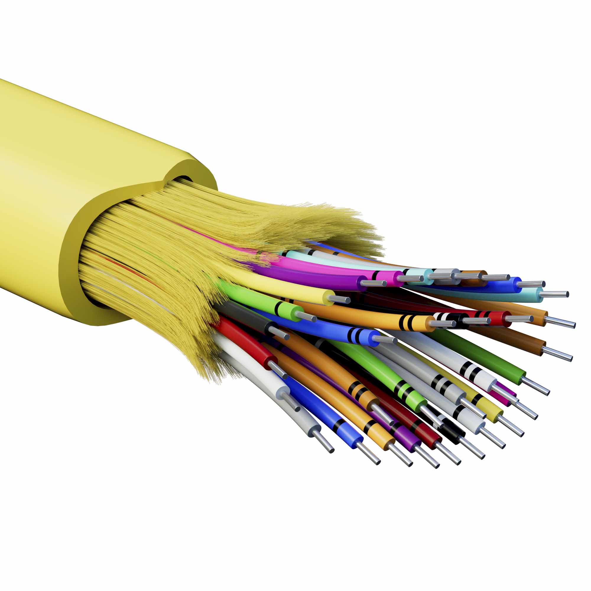 Кабели для внутренней прокладки с волокнами ОS2 Кабель волоконно-оптический, распределительный, арамидные упрочняющие нити, для внутренней прокладки, нг(A)-HFLTx, 32 ОВ, категорияOS2 (G.652.D) плотный буфер, 0,4 кН, барабан 2000 м DKC|ДКС